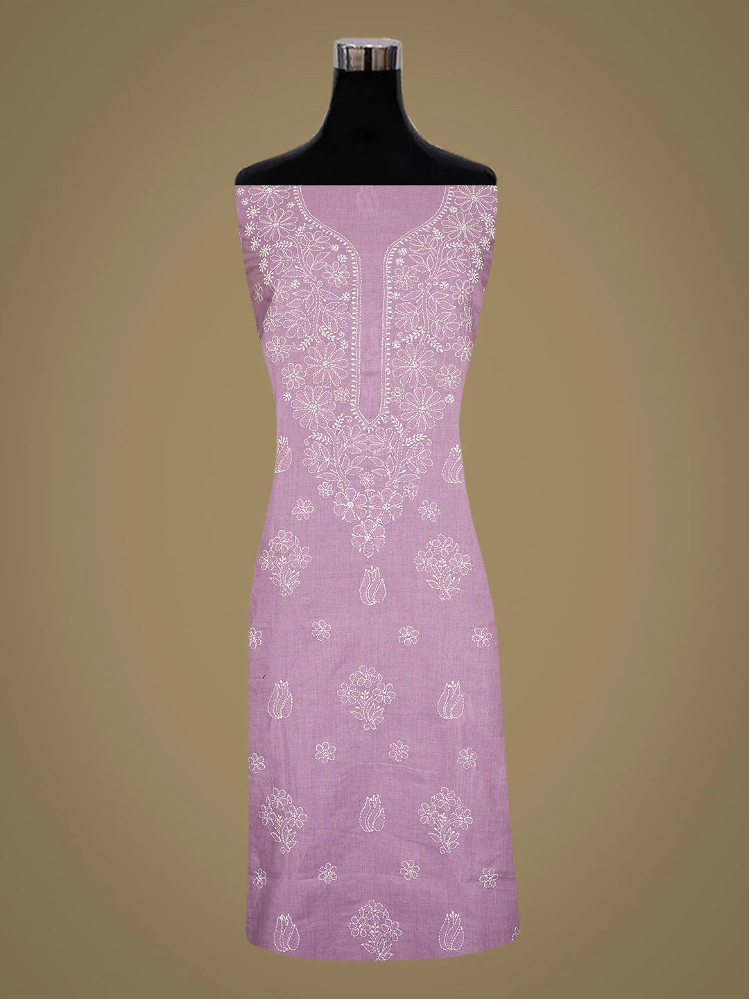 Ada Hand Embroidered Mauve Cotton Lucknowi Chikankari Unstitched Kurta Piece 01A759449