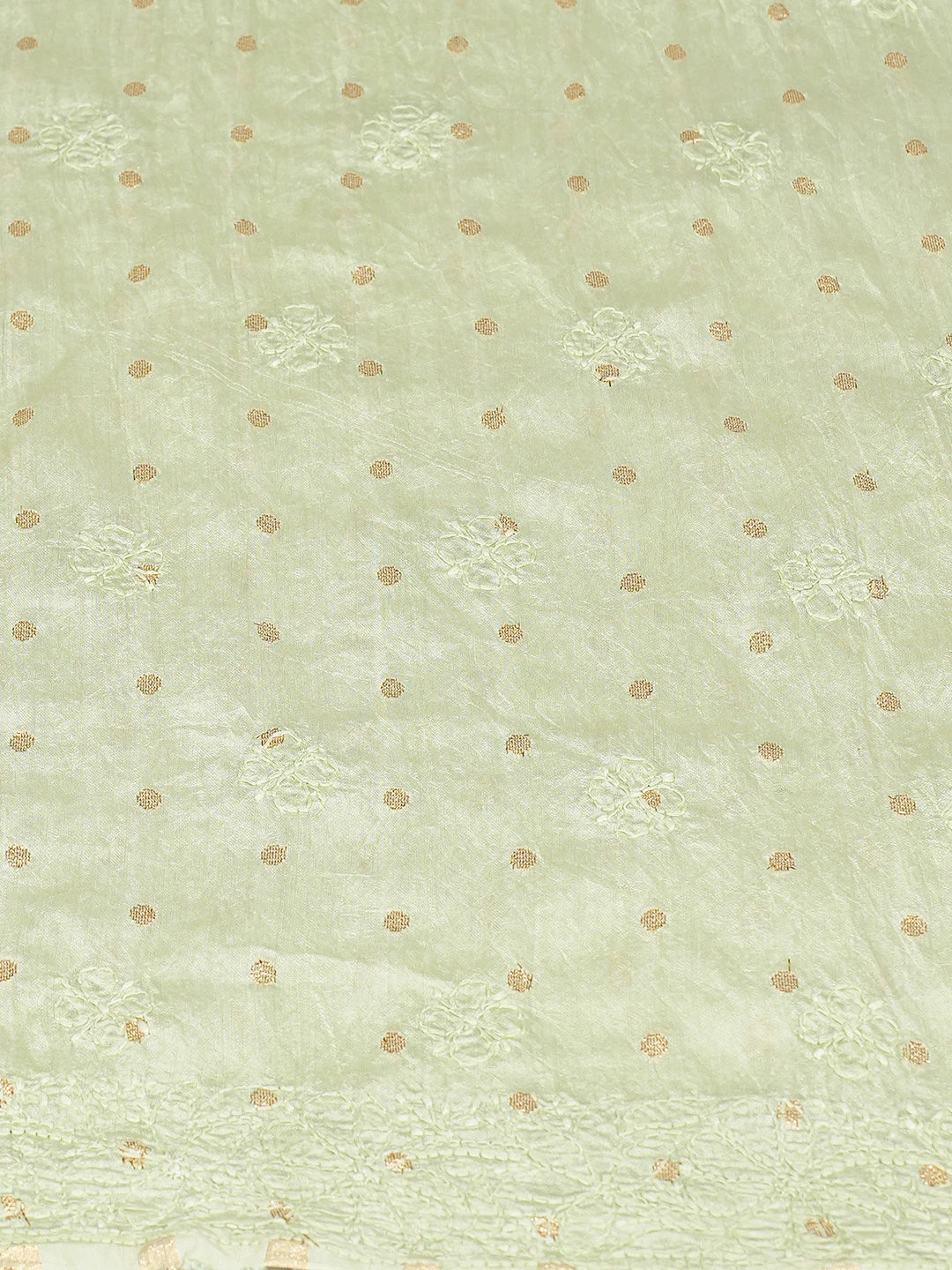 Ada Hand Embroidered Light Green Chanderi Lucknowi Chikankari Unstitched Kurta Piece With Zari Taar Work 01A795360