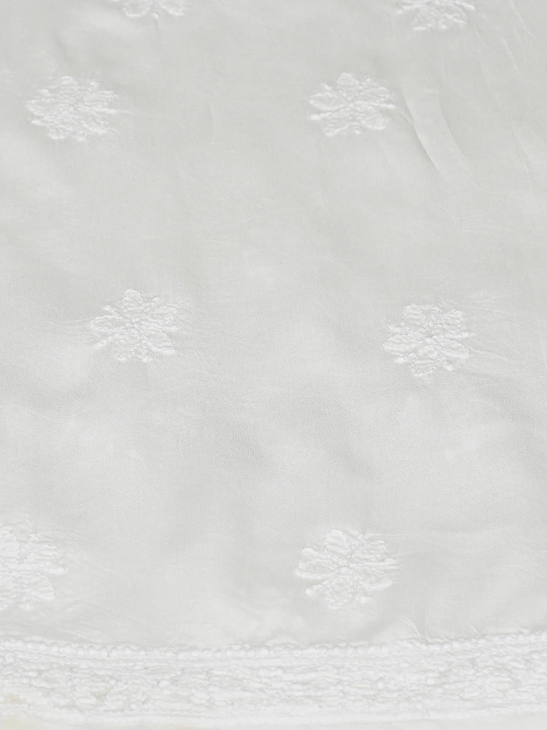 Ada Hand Embroidered White Muslin Lucknowi Chikankari Unstitched Kurta Piece 01A443196