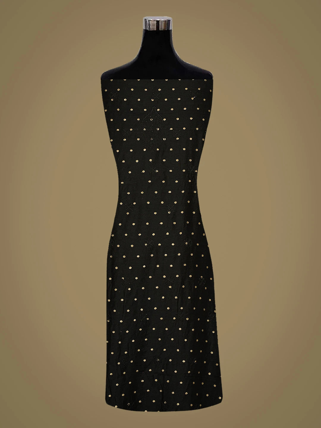 Ada Hand Embroidered Black Chanderi Lucknowi Chikankari Unstitched Kurta Piece With Zari Taar Work 01A795361
