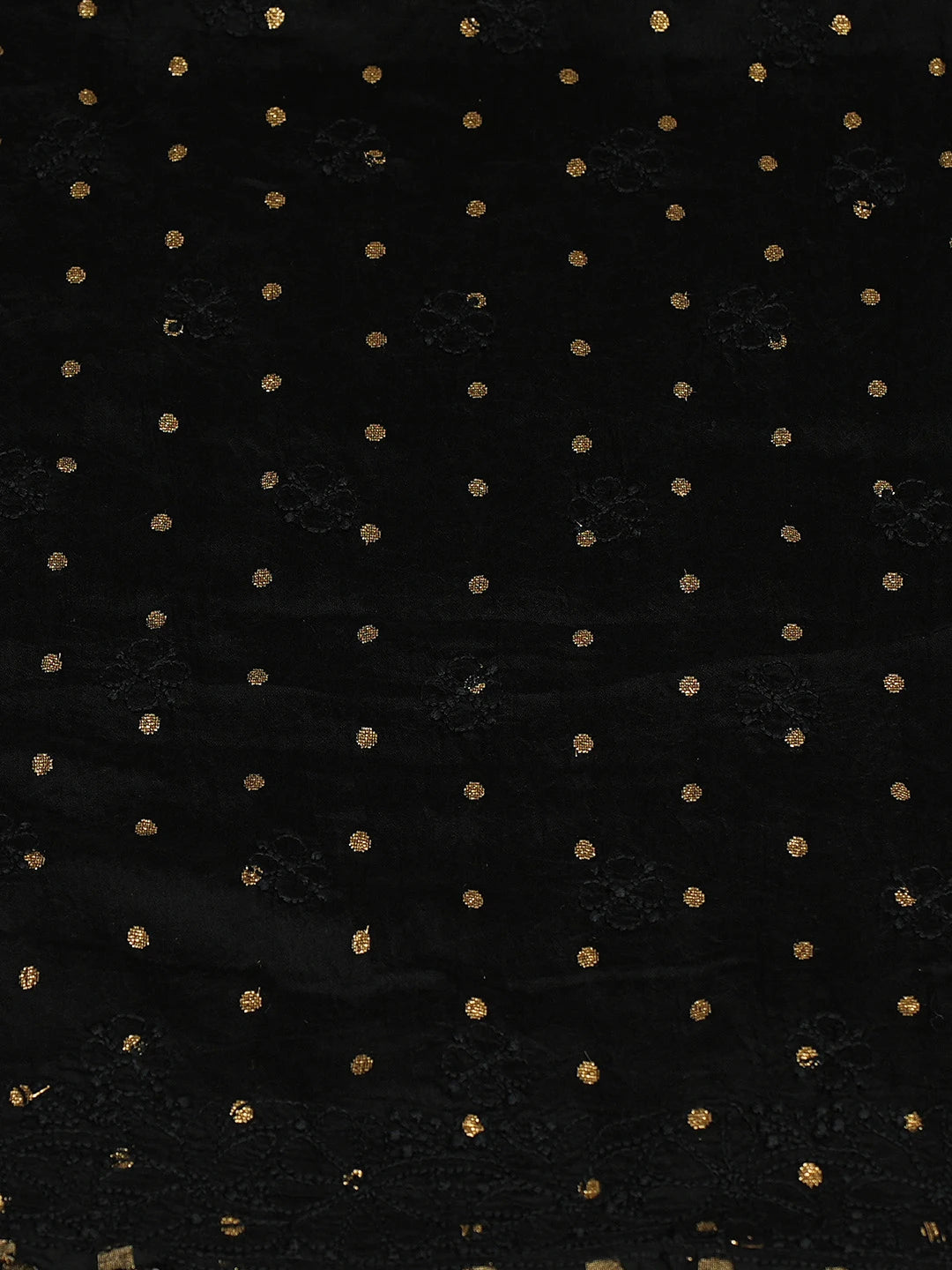 Ada Hand Embroidered Black Chanderi Lucknowi Chikankari Unstitched Kurta Piece With Zari Taar Work 01A795361