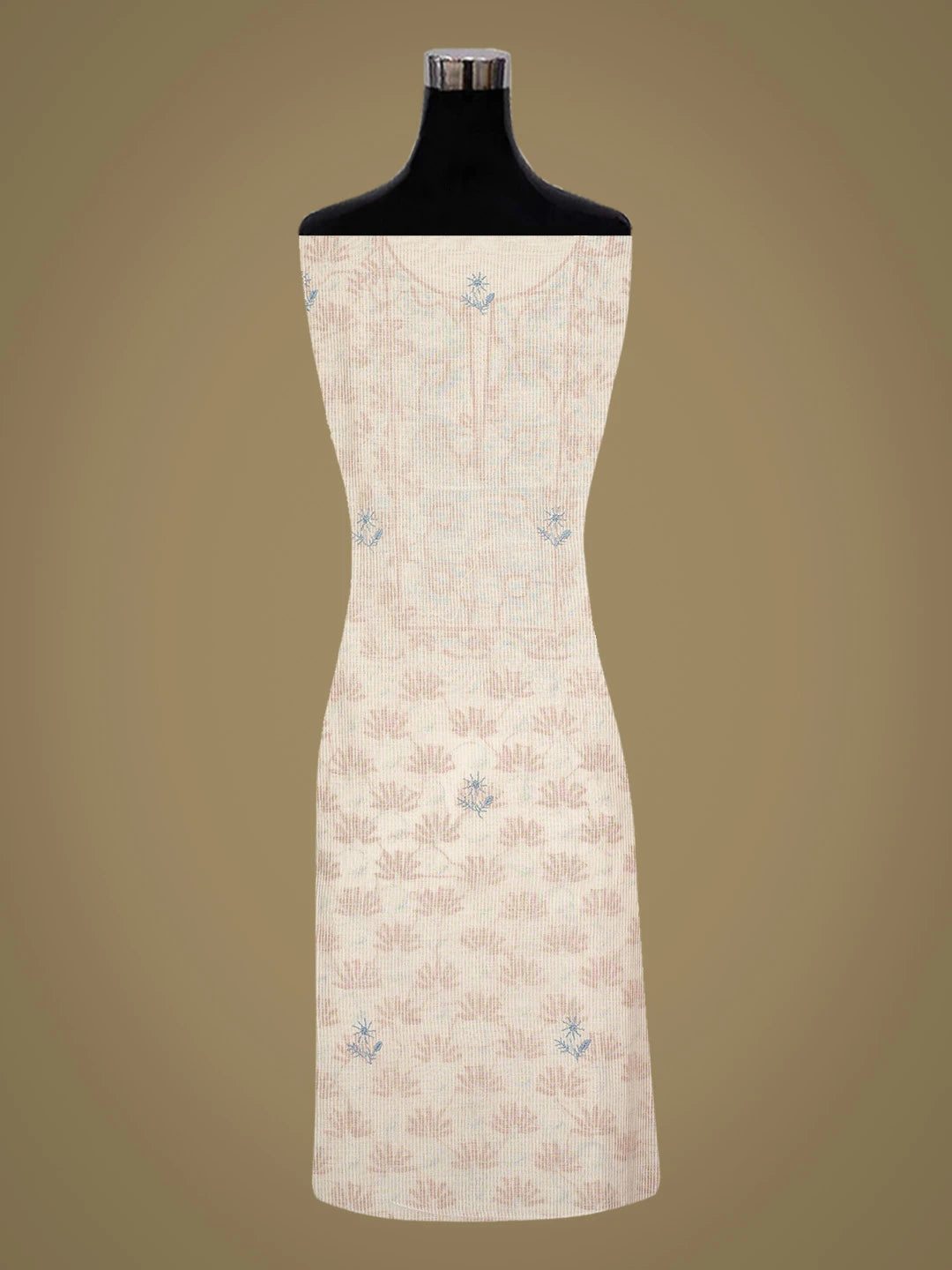 Ada Hand Embroidered Off White Kota Chanderi Lucknowi Chikankari Unstitched Kurta Dupatta Set 01A412772