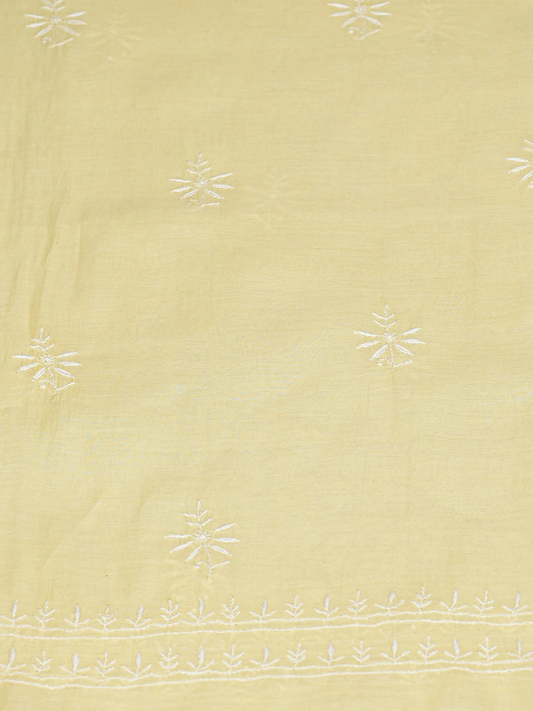 Ada Hand Embroidered Yellow Chanderi Lucknowi Chikankari Unstitched Kurta Dupatta Set 01A664536