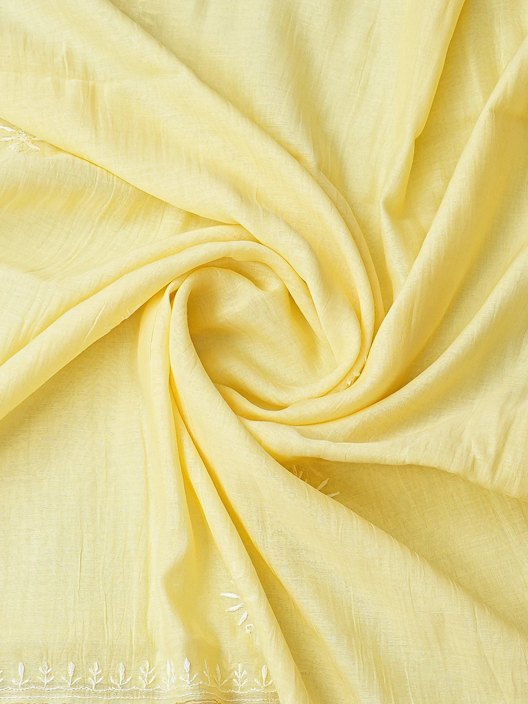 Ada Hand Embroidered Yellow Chanderi Lucknowi Chikankari Unstitched Kurta Dupatta Set 01A664536