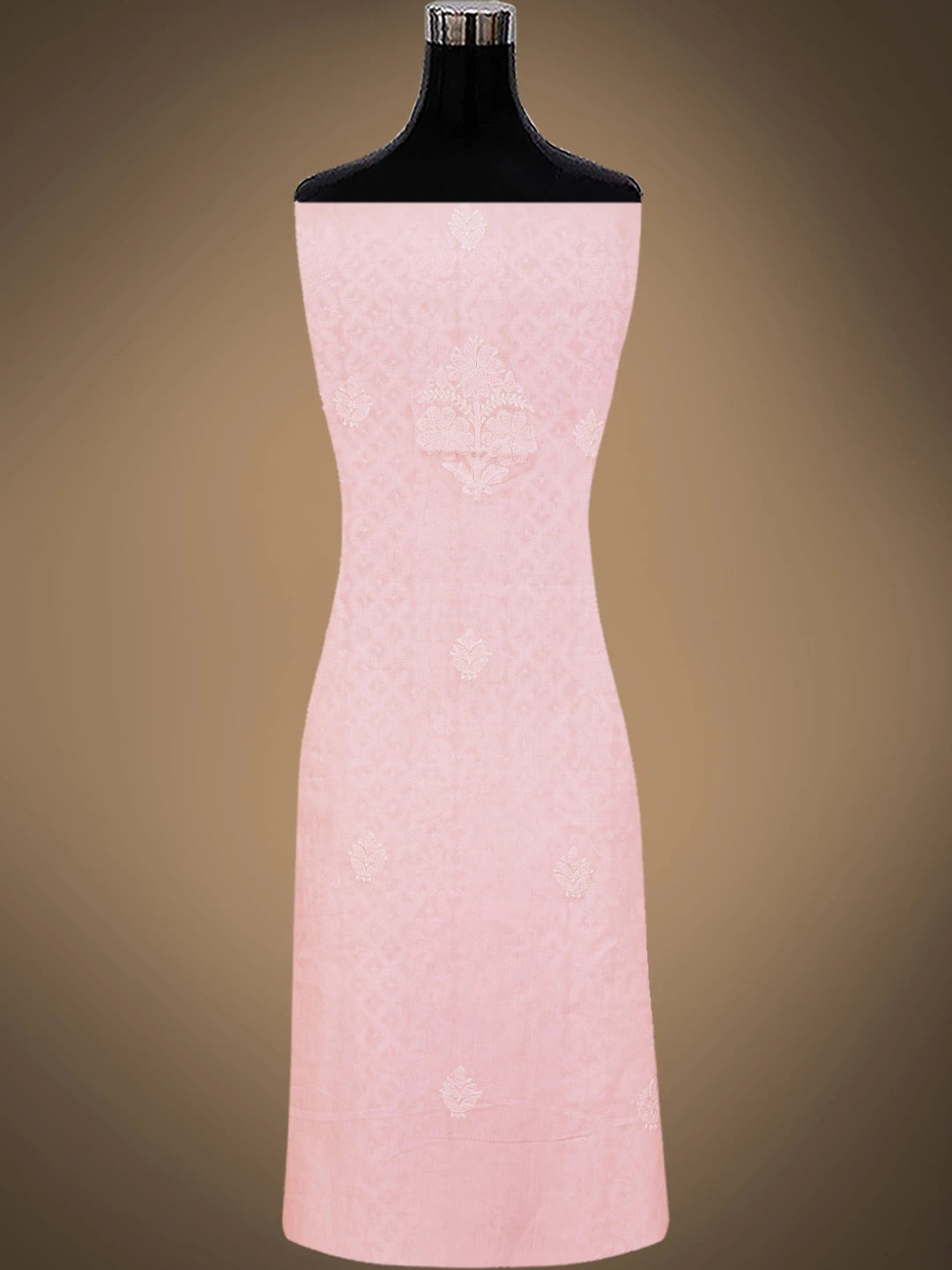 Ada Hand Embroidered Pink Cotton Lucknowi Chikankari Unstitched Suit Piece With Sequinned Work 01A791874
