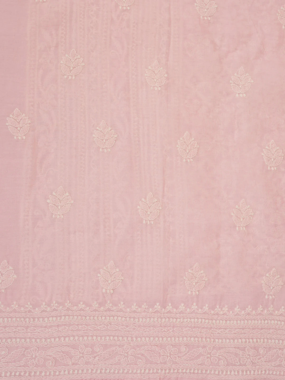 Ada Hand Embroidered Pink Cotton Lucknowi Chikankari Unstitched Suit Piece With Sequinned Work 01A791874
