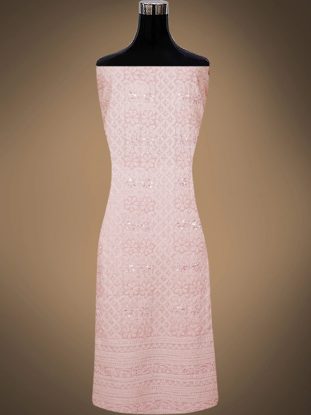 Ada Hand Embroidered Pink Cotton Lucknowi Chikankari Unstitched Suit Piece With Sequinned Work 01A791874