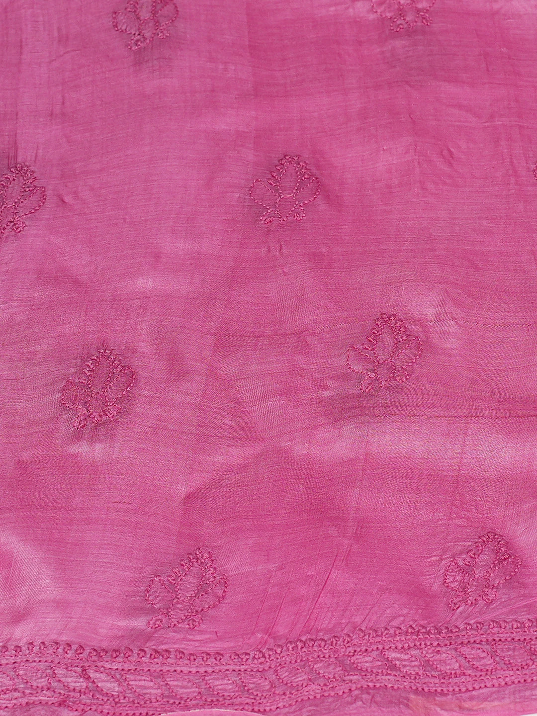 Ada Hand Embroidered Onion Pink Silk Lucknowi Chikankari Unstitched Kurta Piece 01A722170