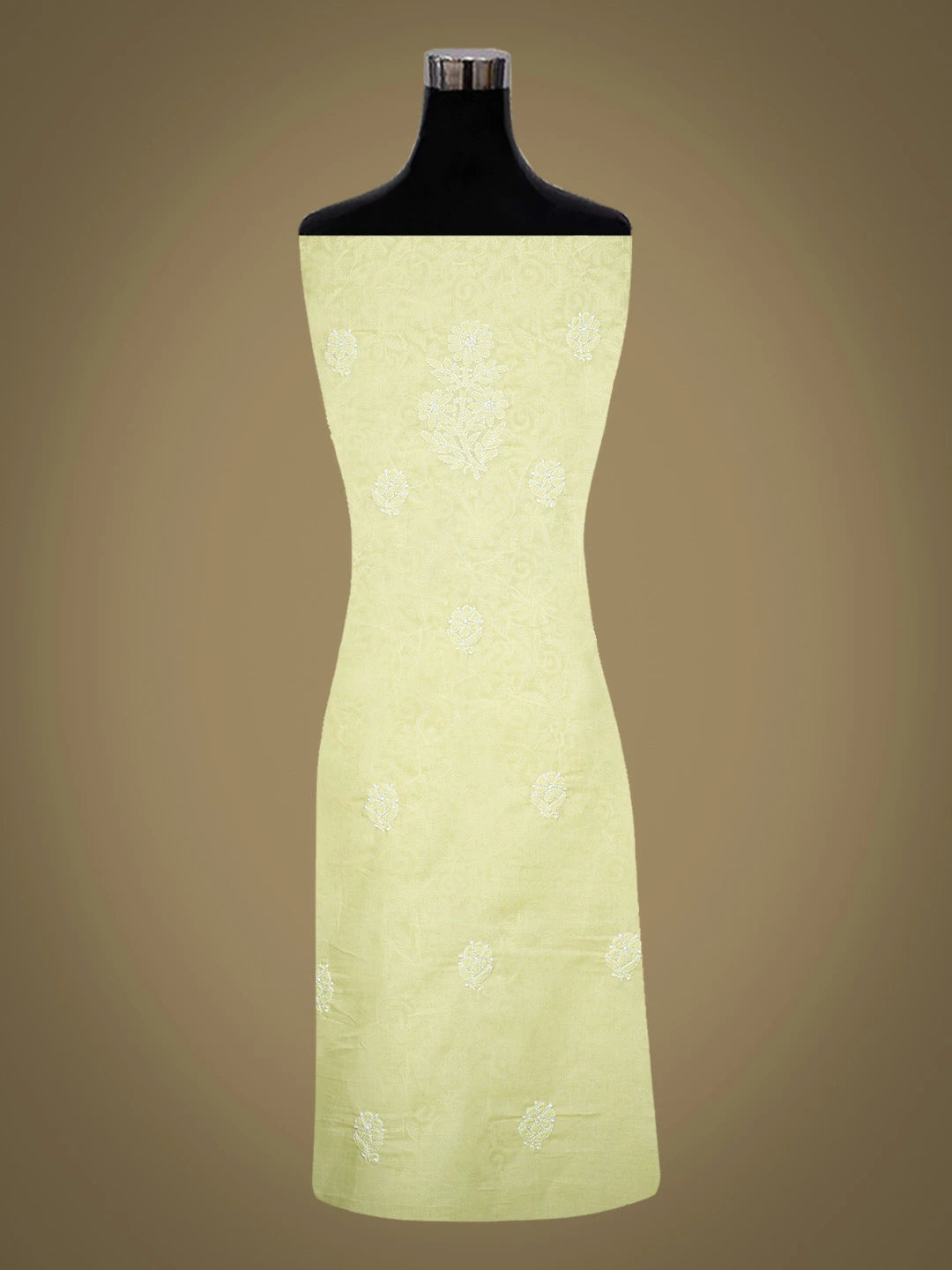 Ada Hand Embroidered Lime Green Cotton Lucknowi Chikankari Unstitched Kurta Piece 01A772906