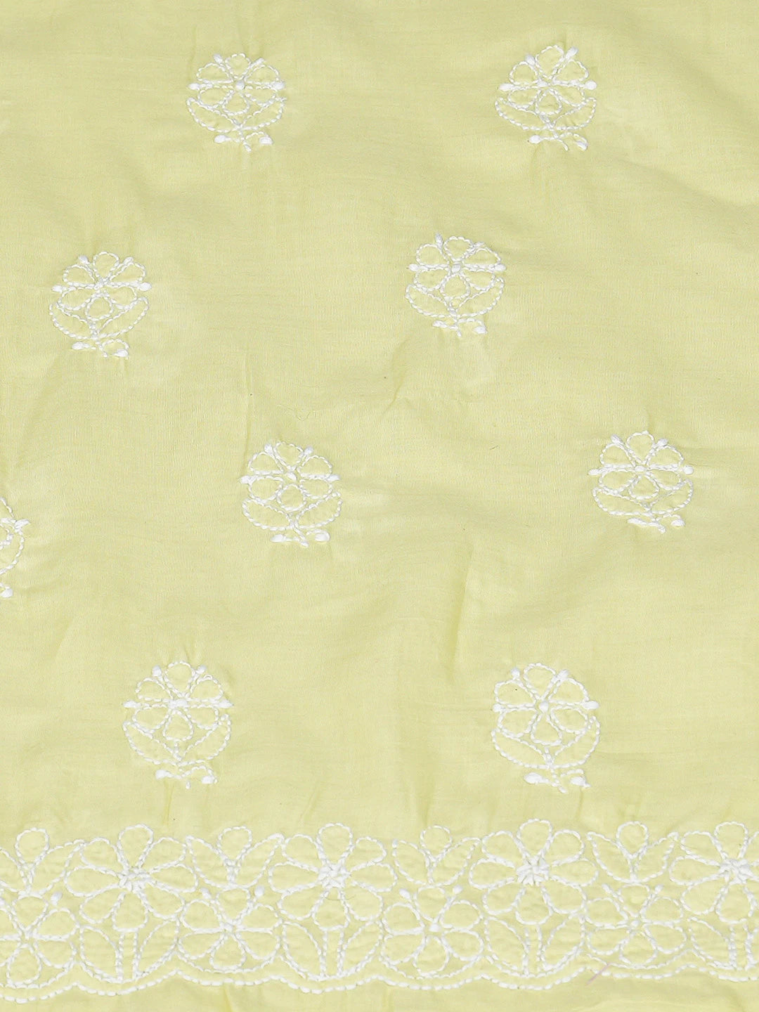 Ada Hand Embroidered Lime Green Cotton Lucknowi Chikankari Unstitched Kurta Piece 01A772906