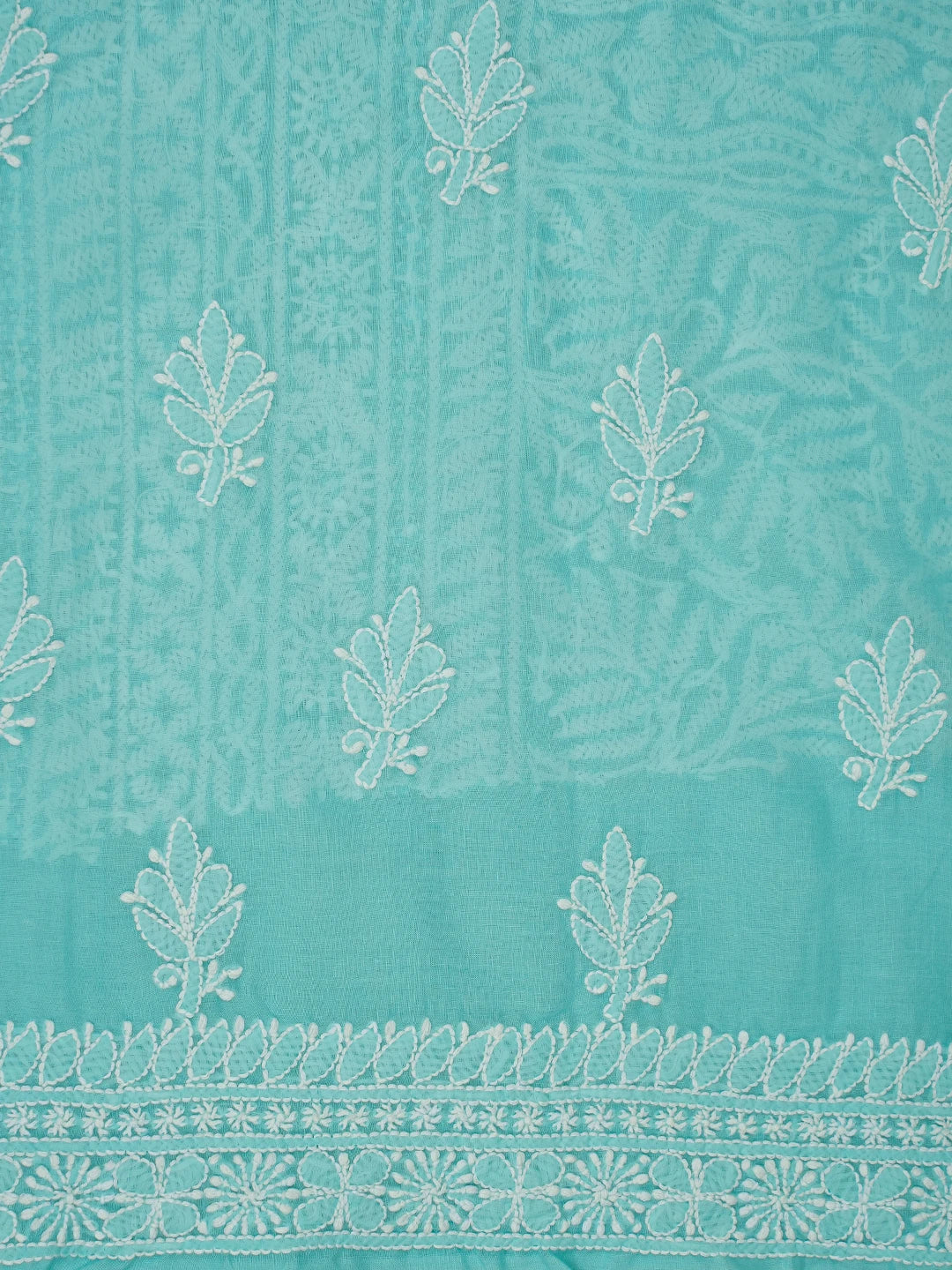 Ada Hand Embroidered Blue Cotton Lucknowi Chikankari Unstitched Suit Piece 01A767095