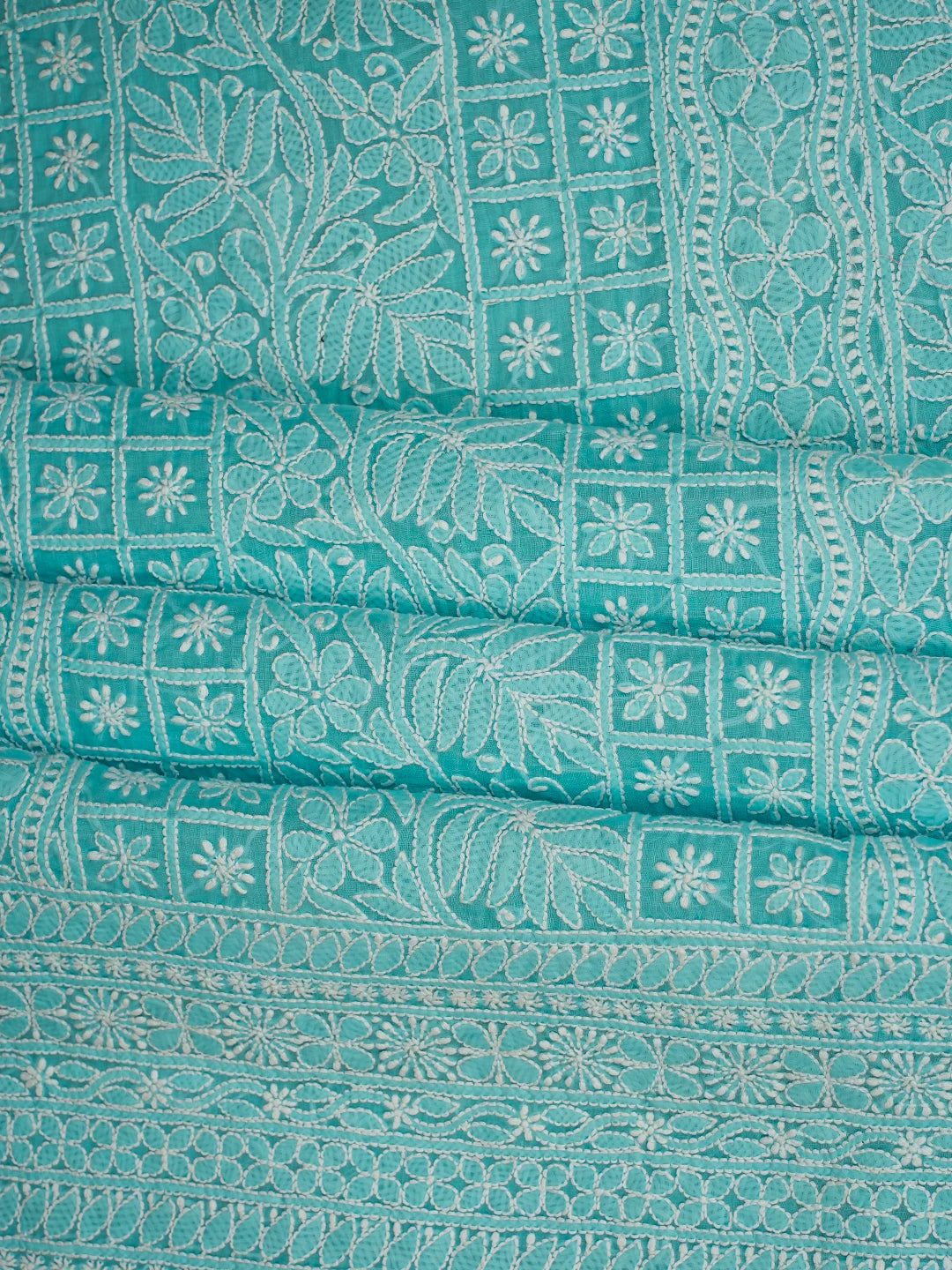 Ada Hand Embroidered Blue Cotton Lucknowi Chikankari Unstitched Suit Piece 01A767095