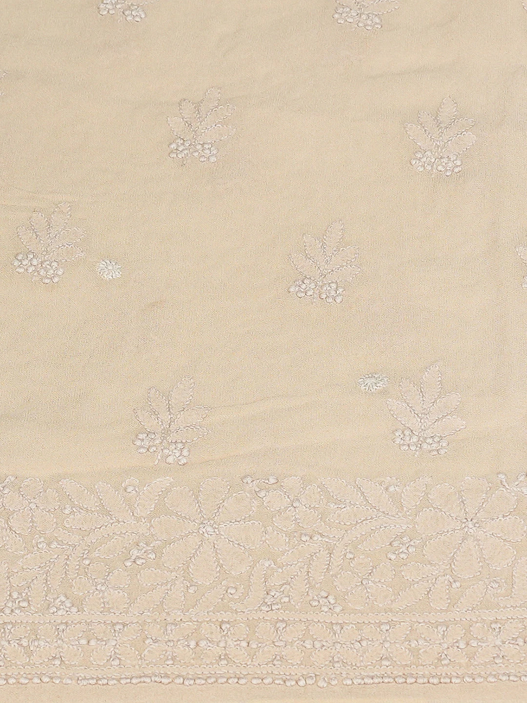 Ada Hand Embroidered Fawn Viscose Georgette Lucknowi Chikankari Unstitched Kurta Piece 01A435861