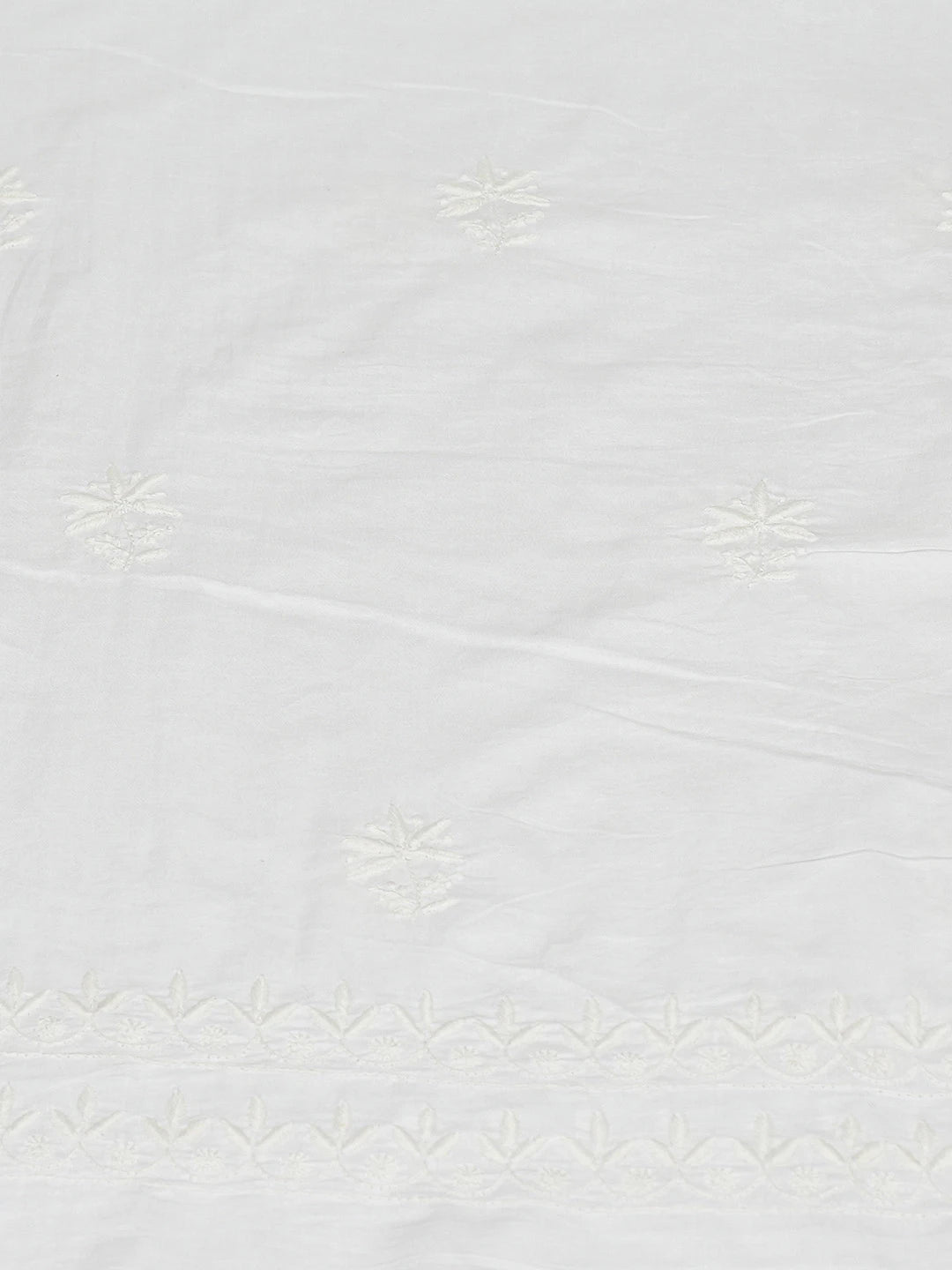 Ada Hand Embroidered White Cotton Lucknowi Chikankari Unstitched Kurta Piece 01A436744