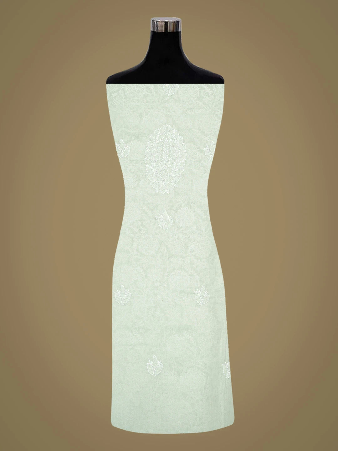 Ada Hand Embroidered Sea Green Cotton Lucknowi Chikankari Unstitched Kurta Piece 01A772936