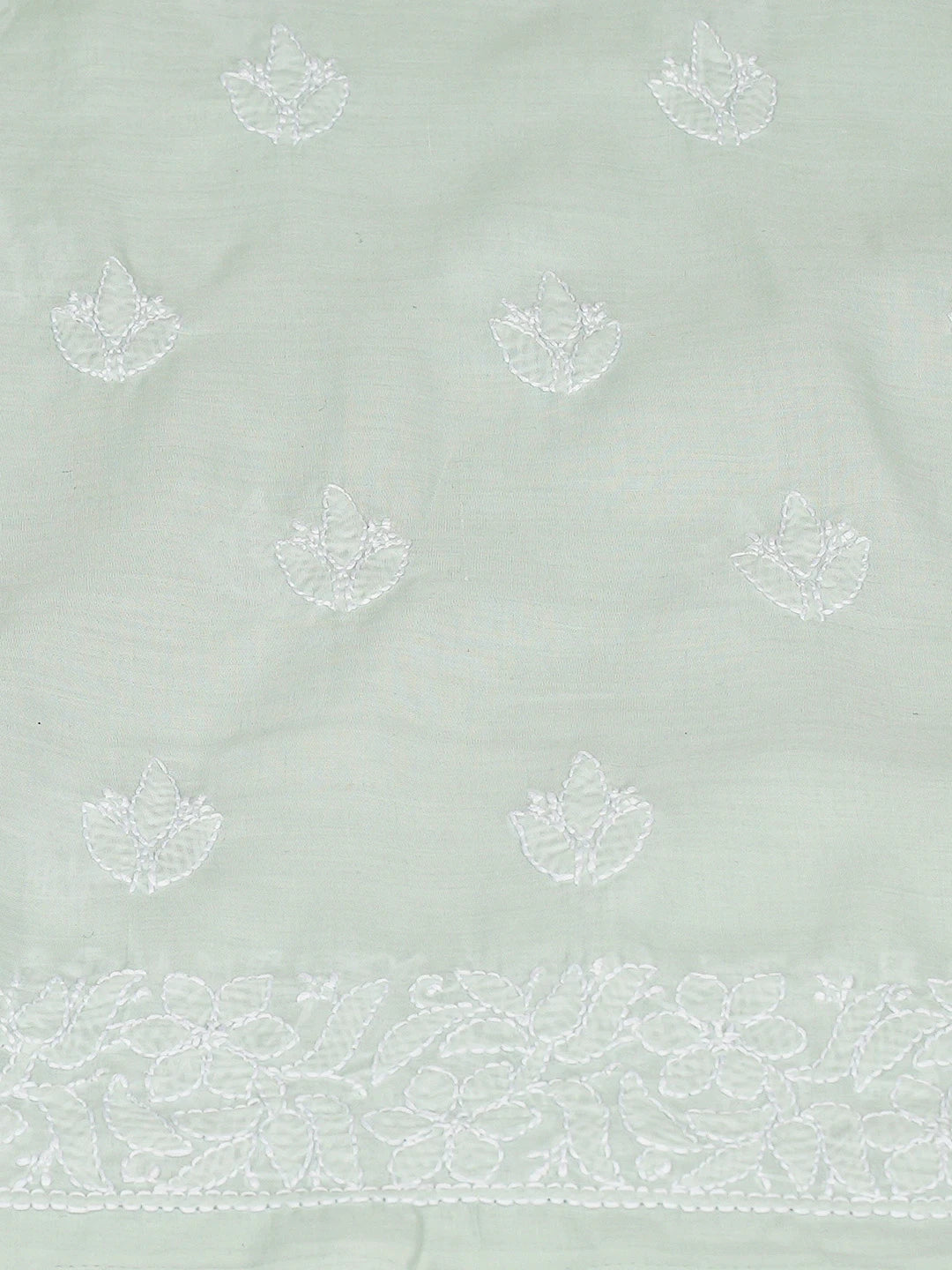 Ada Hand Embroidered Sea Green Cotton Lucknowi Chikankari Unstitched Kurta Piece 01A772936