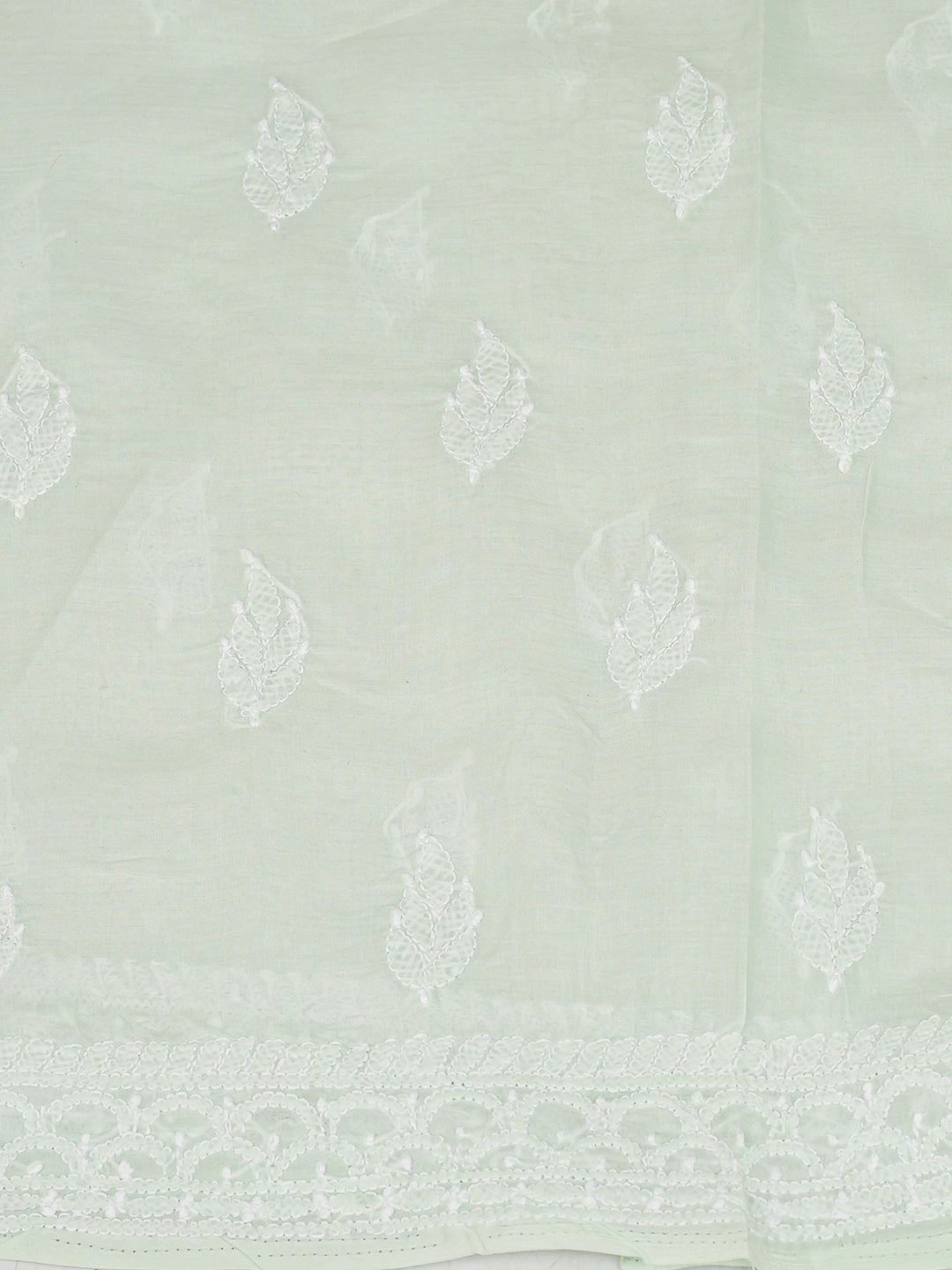 Ada Hand Embroidered Sea Green Cotton Lucknowi Chikankari Unstitched Suit Piece 01A810980