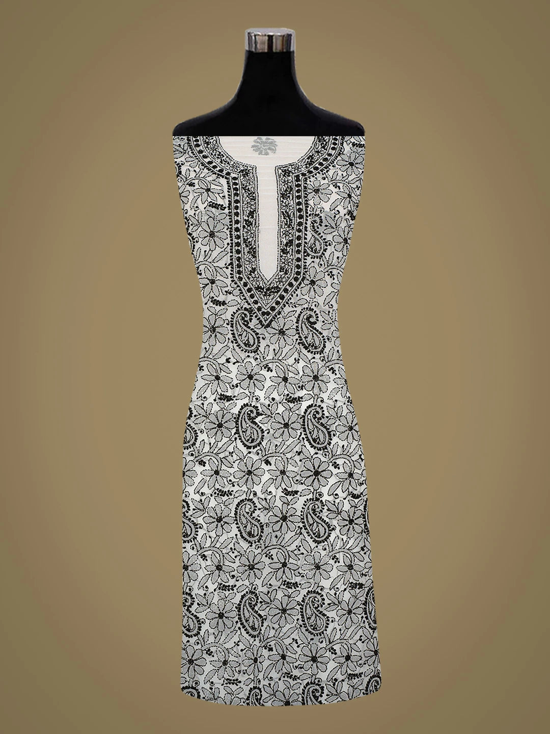 Ada Hand Embroidered White Georgette Lucknowi Chikankari Unstitched Kurta Piece 01A779376