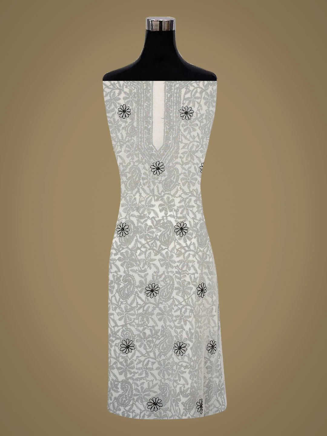 Ada Hand Embroidered White Georgette Lucknowi Chikankari Unstitched Kurta Piece 01A779376