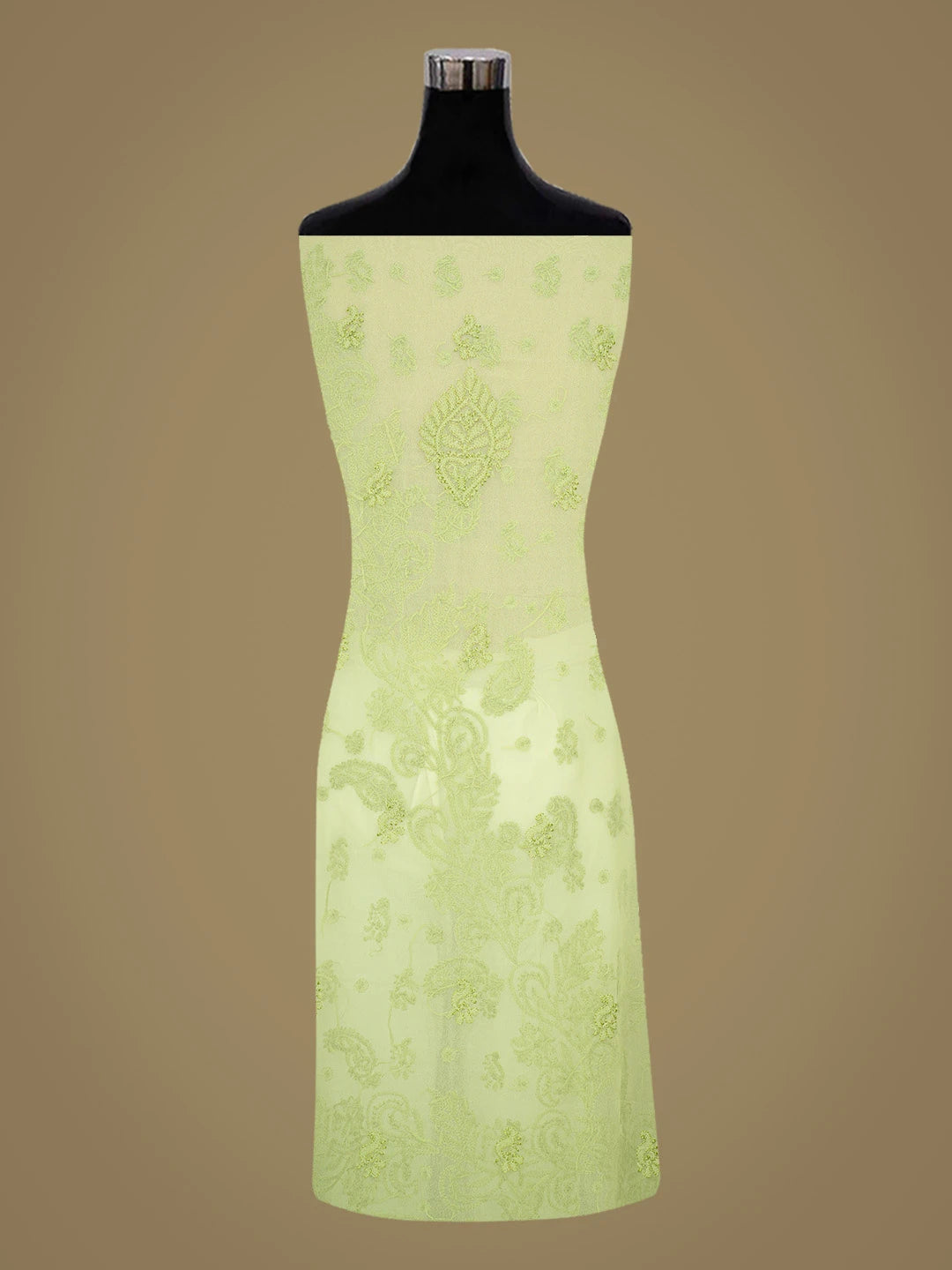 Ada Hand Embroidered Green Georgette Lucknowi Chikankari Unstitched Kurta Piece 01A678707