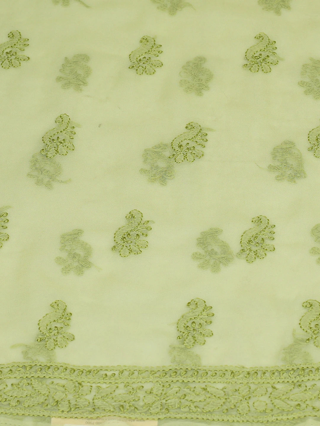 Ada Hand Embroidered Green Georgette Lucknowi Chikankari Unstitched Kurta Piece 01A678707