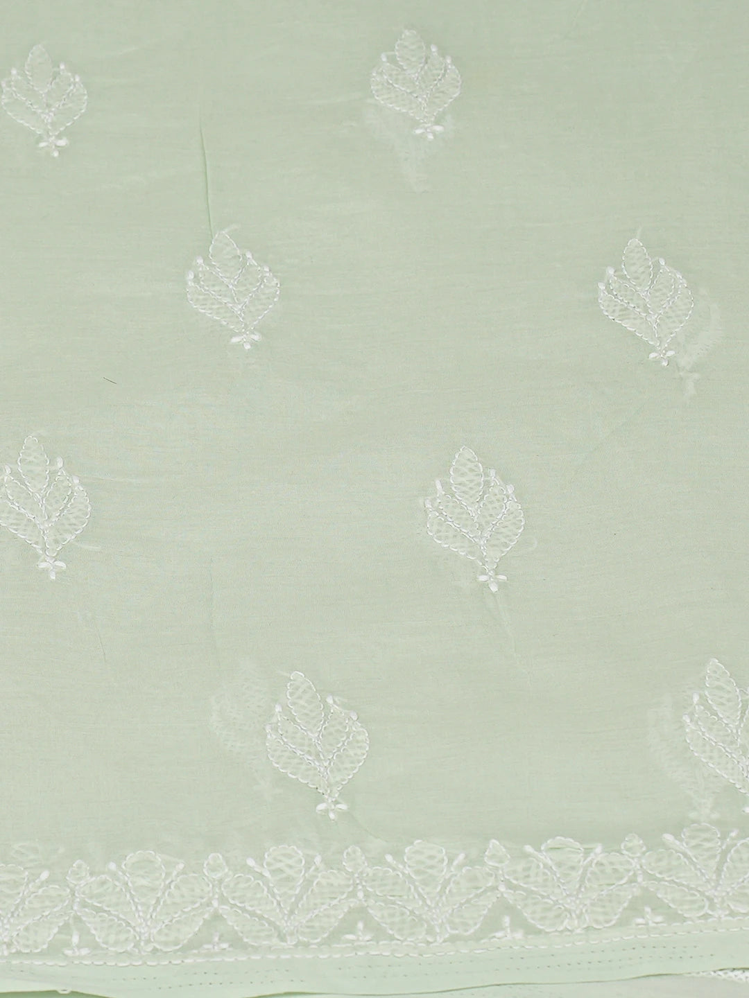 Ada Hand Embroidered Light Green Cotton Lucknowi Chikankari Unstitched Kurta Piece 01A810466