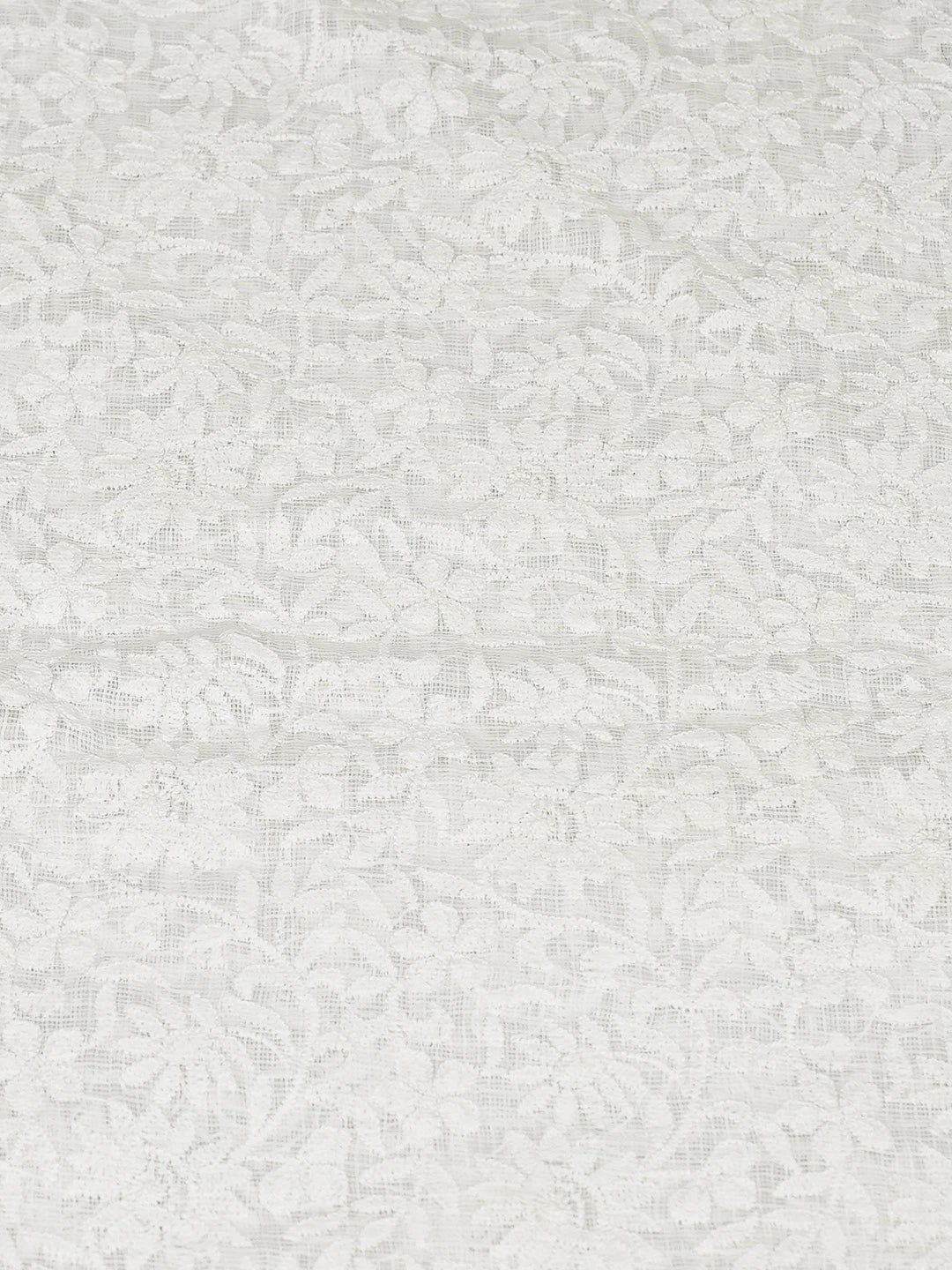Ada Hand Embroidered White Kota Lucknowi Chikankari Unstitched Kurta Piece 01A565524