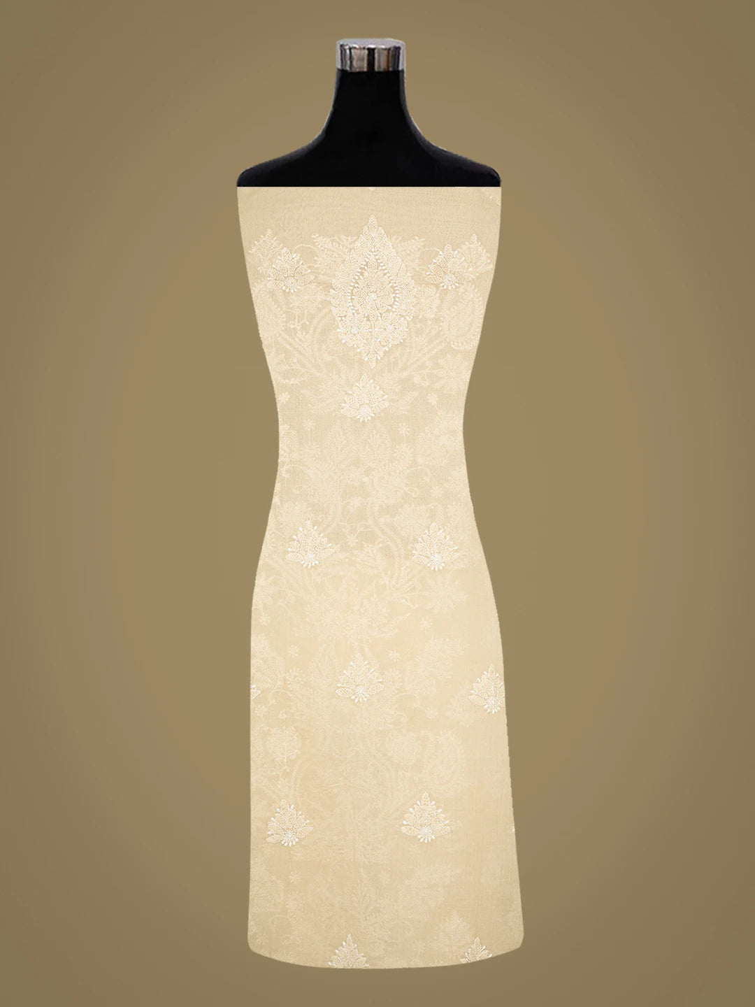 Ada Hand Embroidered Fawn Cotton Lucknowi Chikankari Unstitched Kurta Piece 01A810449