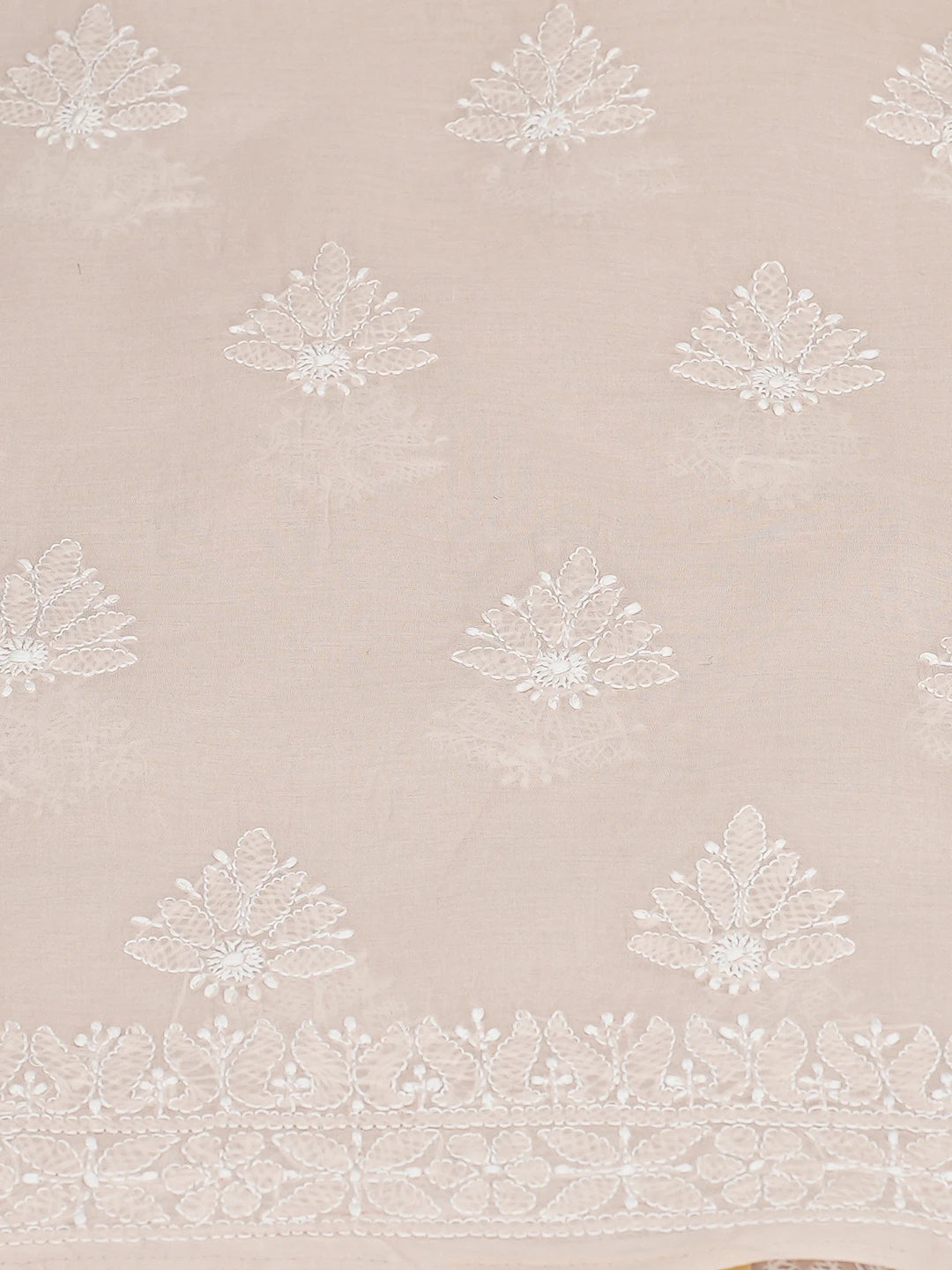 Ada Hand Embroidered Light Dusty Peach Cotton Lucknowi Chikankari Unstitched Kurta Piece 01A810456