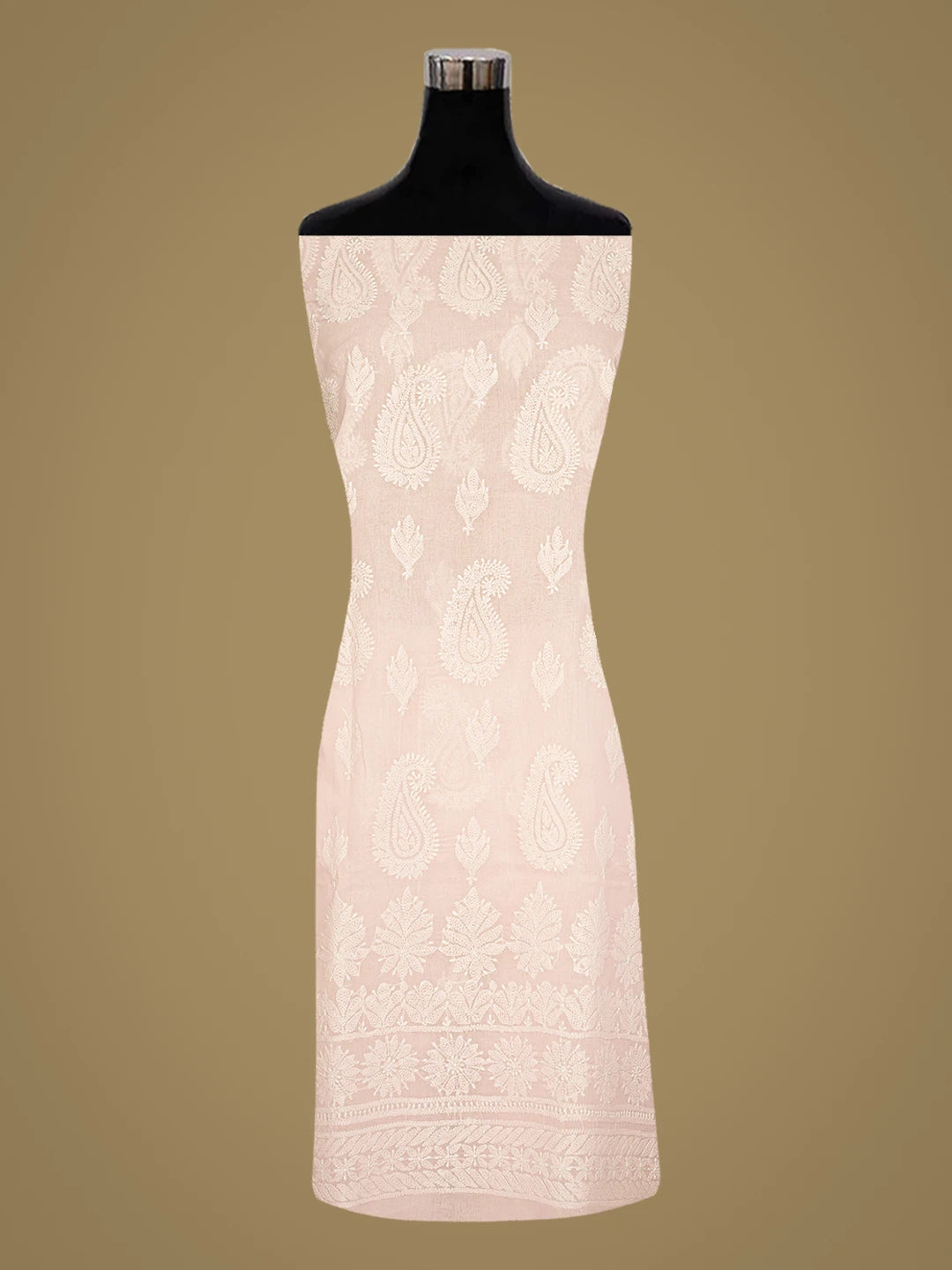 Ada Hand Embroidered Pink Cotton Lucknowi Chikankari Unstitched Kurta Piece 01A810386