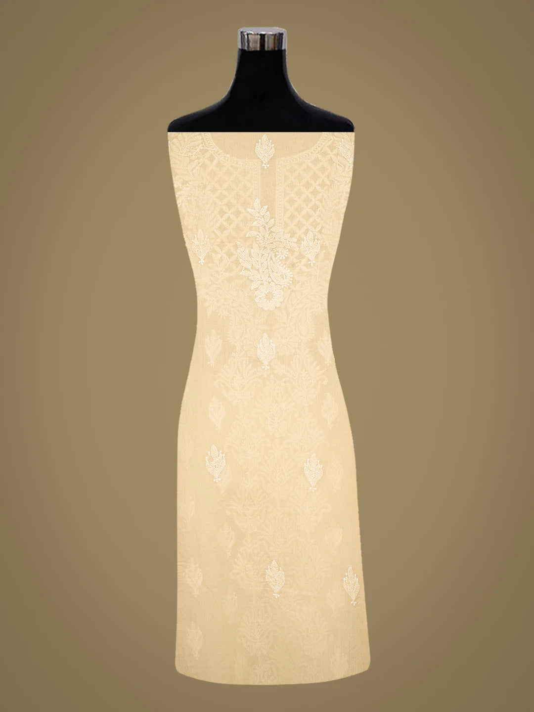 Ada Hand Embroidered Fawn Cotton Lucknowi Chikankari Unstitched Kurta Piece 01A810453