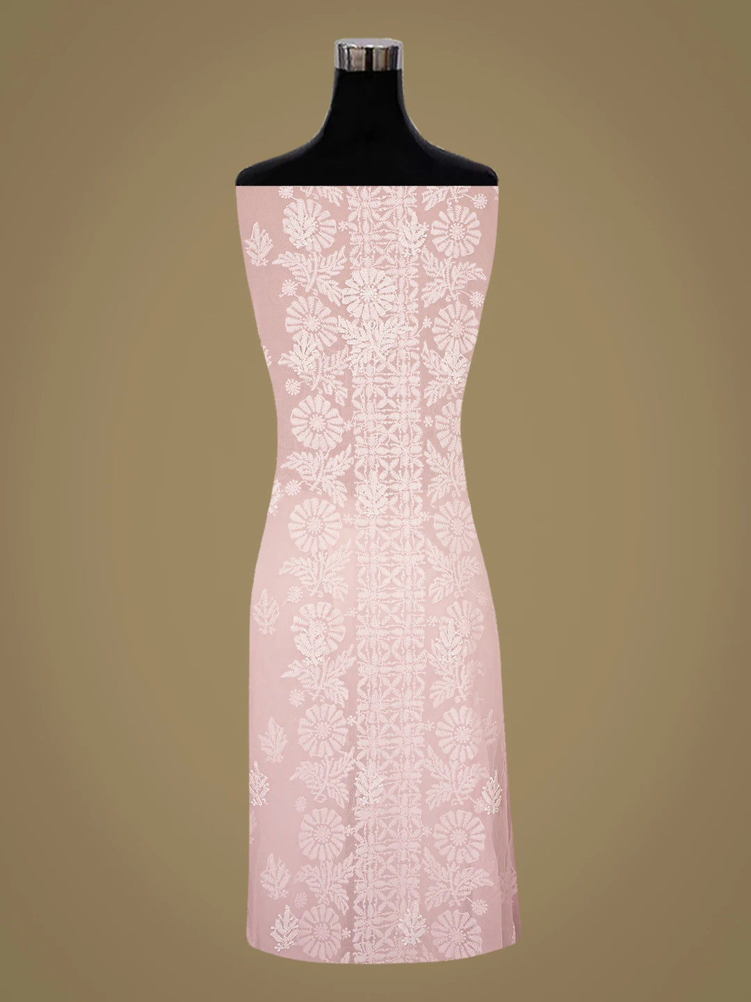 Ada Hand Embroidered Pink Faux Georgette Lucknowi Chikankari Unstitched Suit Piece 01A793524