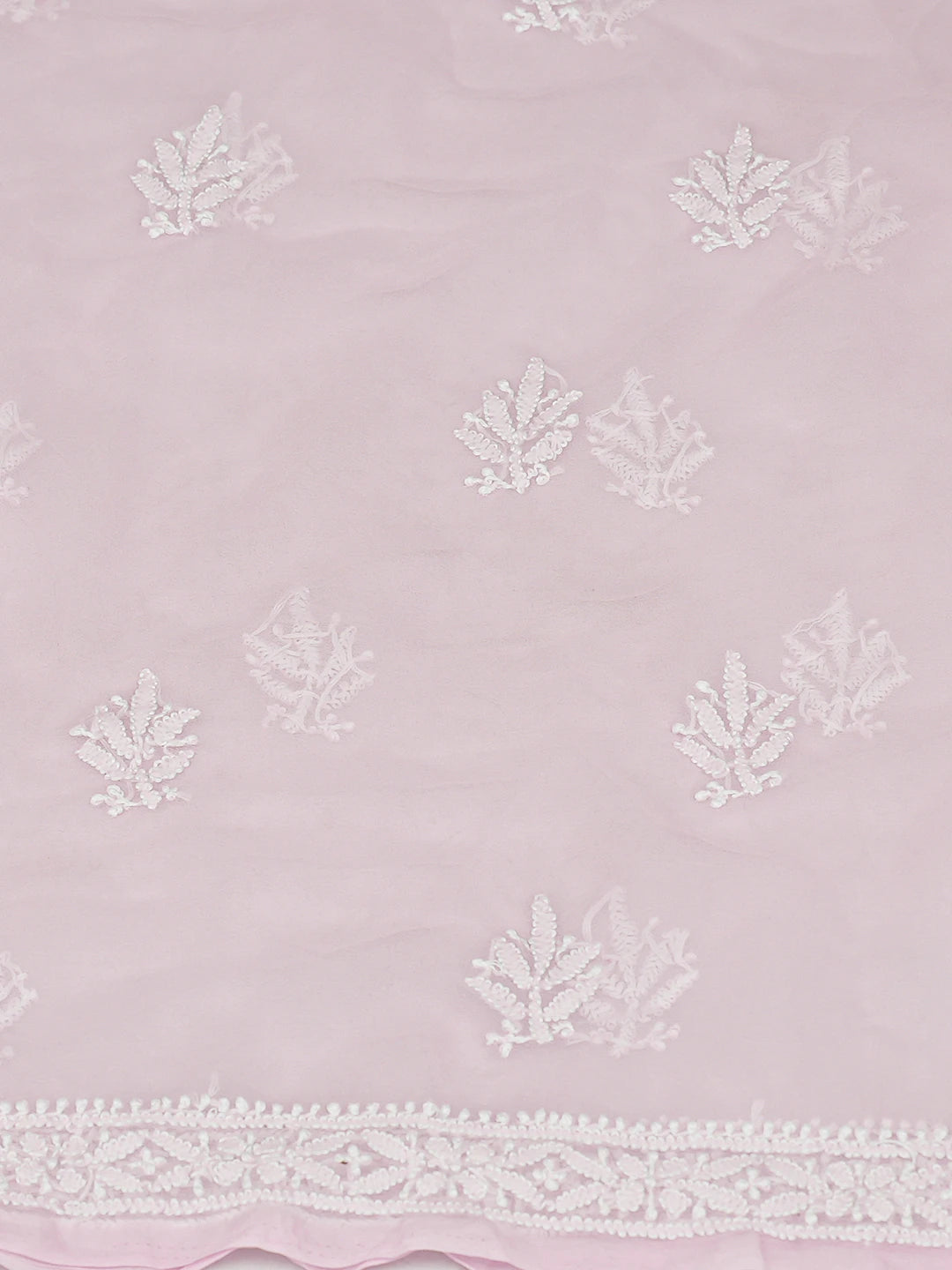 Ada Hand Embroidered Pink Faux Georgette Lucknowi Chikankari Unstitched Suit Piece 01A793524