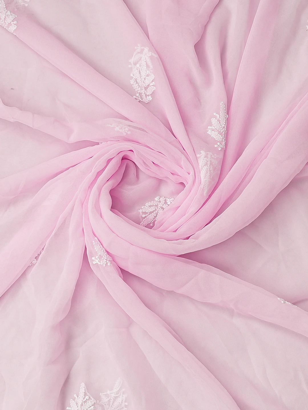 Ada Hand Embroidered Pink Faux Georgette Lucknowi Chikankari Unstitched Suit Piece 01A793524