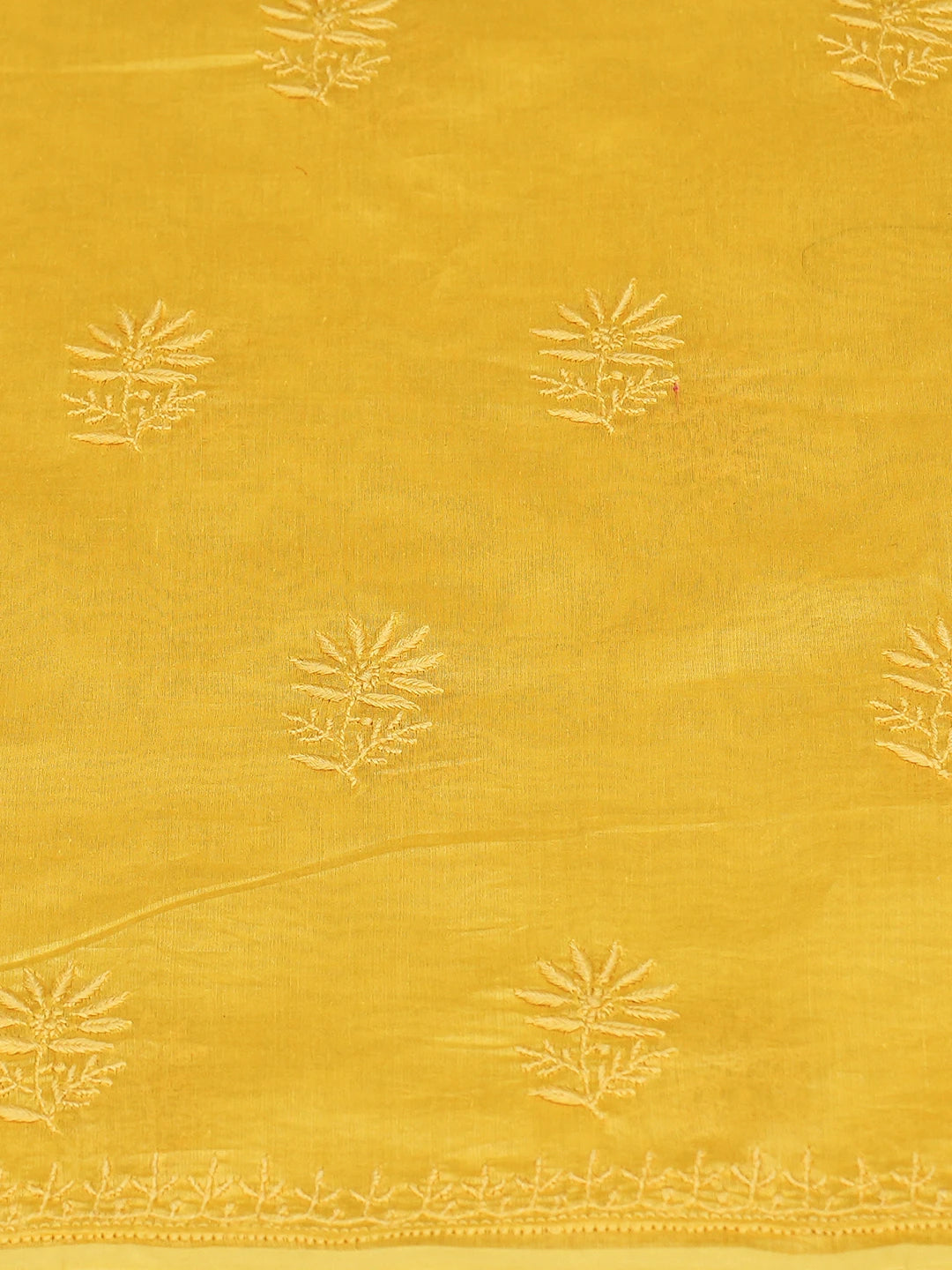 Ada Hand Embroidered Yellow Chanderi Lucknowi Chikankari Unstitched Kurta Dupatta Set 01A776151