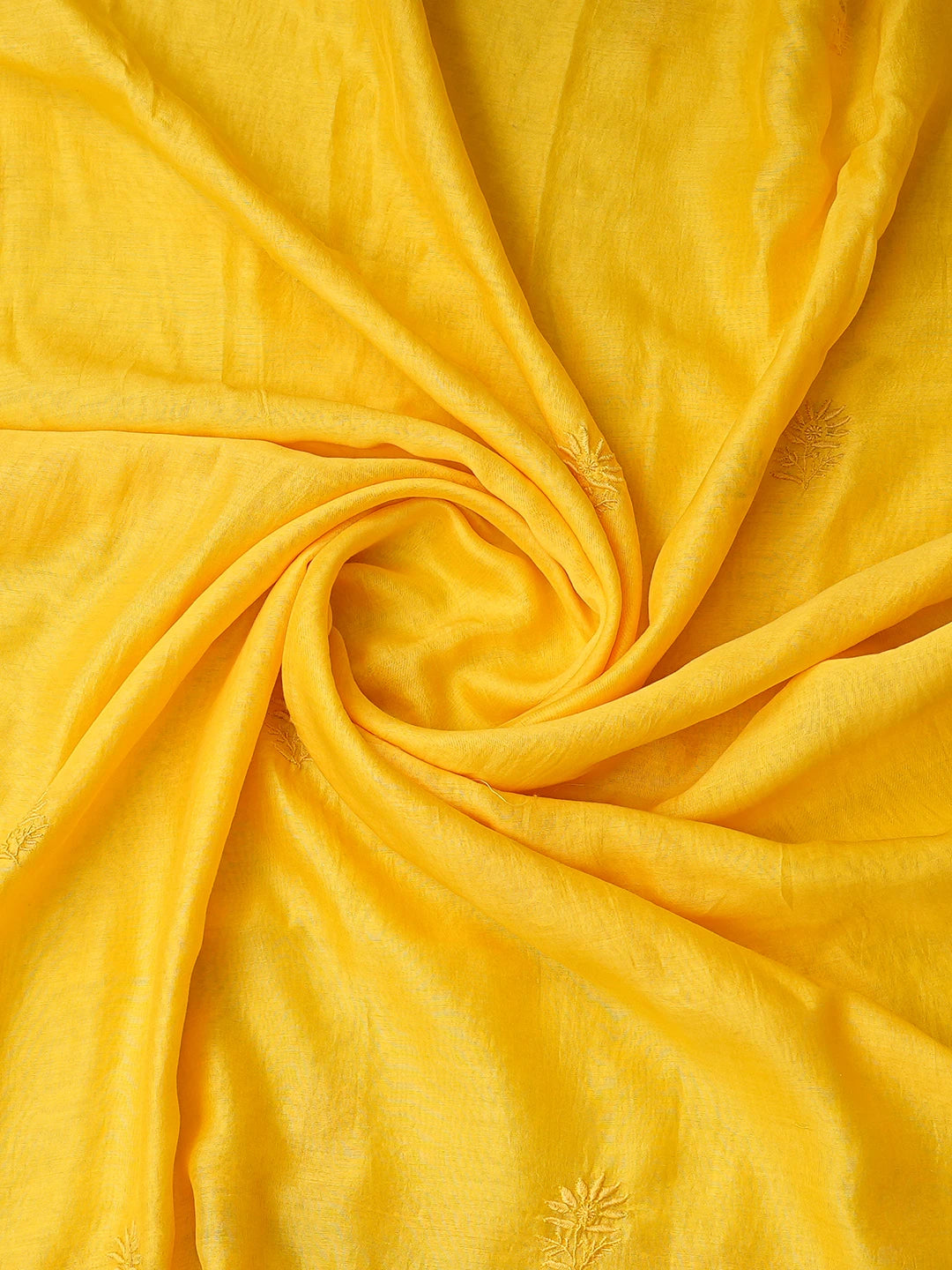 Ada Hand Embroidered Yellow Chanderi Lucknowi Chikankari Unstitched Kurta Dupatta Set 01A776151