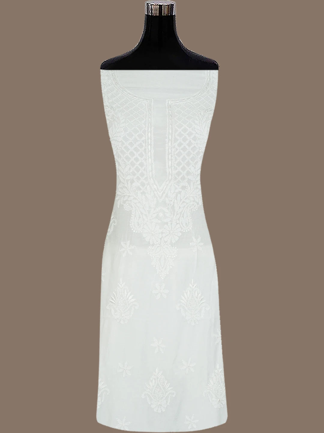 Ada Hand Embroidered White Muslin Lucknowi Chikankari Unstitched Kurta Piece 01A811320
