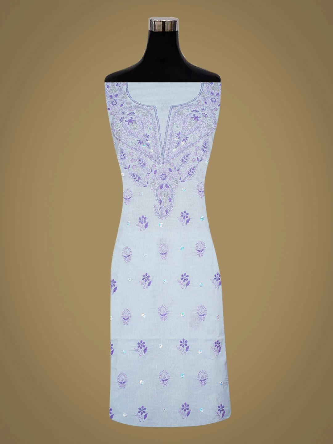 Ada Hand Embroidered Mauve Cotton Lucknowi Chikankari Unstitched Suit Piece With Sequinned Work 01A792641
