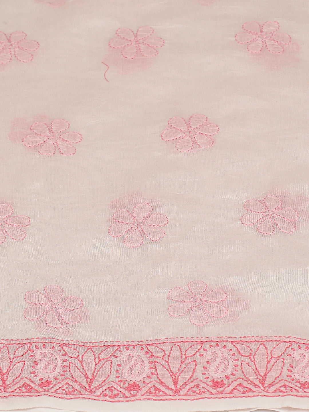 Ada Hand Embroidered Pink Chanderi Lucknowi Chikankari Unstitched Kurta Dupatta Set 01A576510