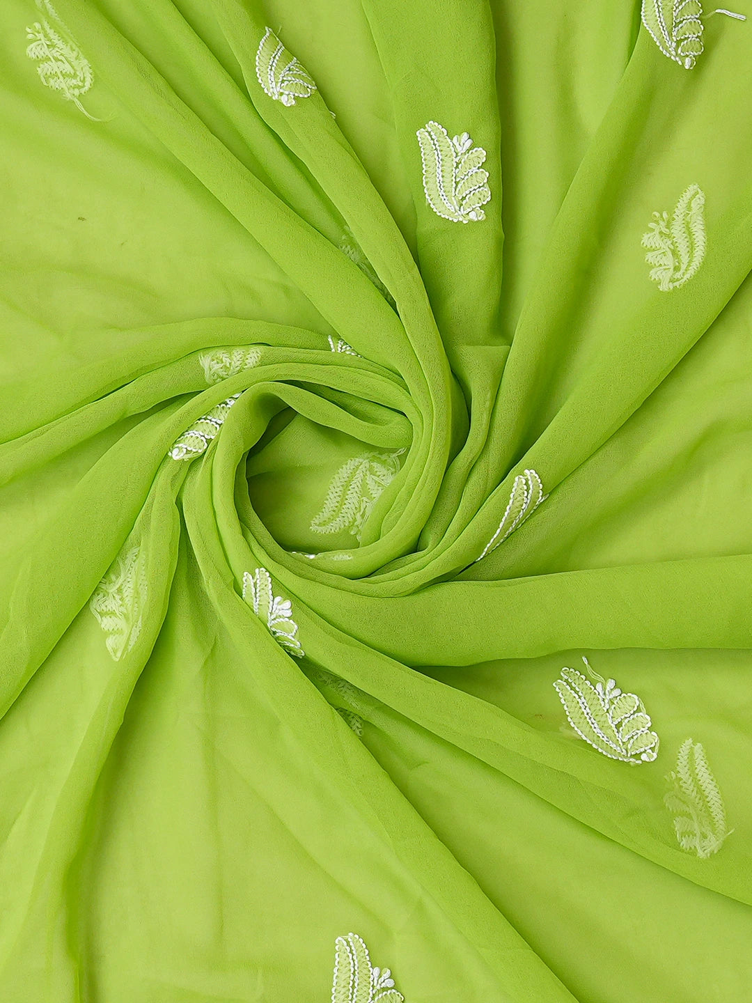 Ada Hand Embroidered Lime Green Faux Georgette Lucknowi Chikankari Unstitched Suit Piece 01A793436