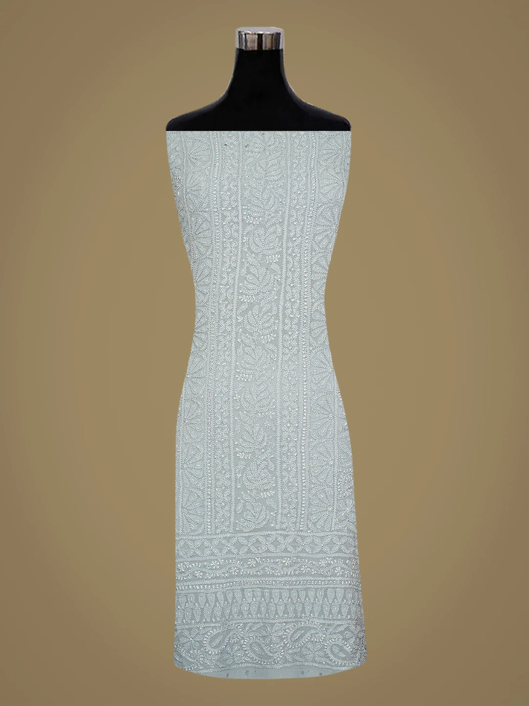 Ada Hand Embroidered Grey Viscose Georgette Lucknowi Chikankari Unstitched Kurta Dupatta Set With Cutdana Work 01A724458