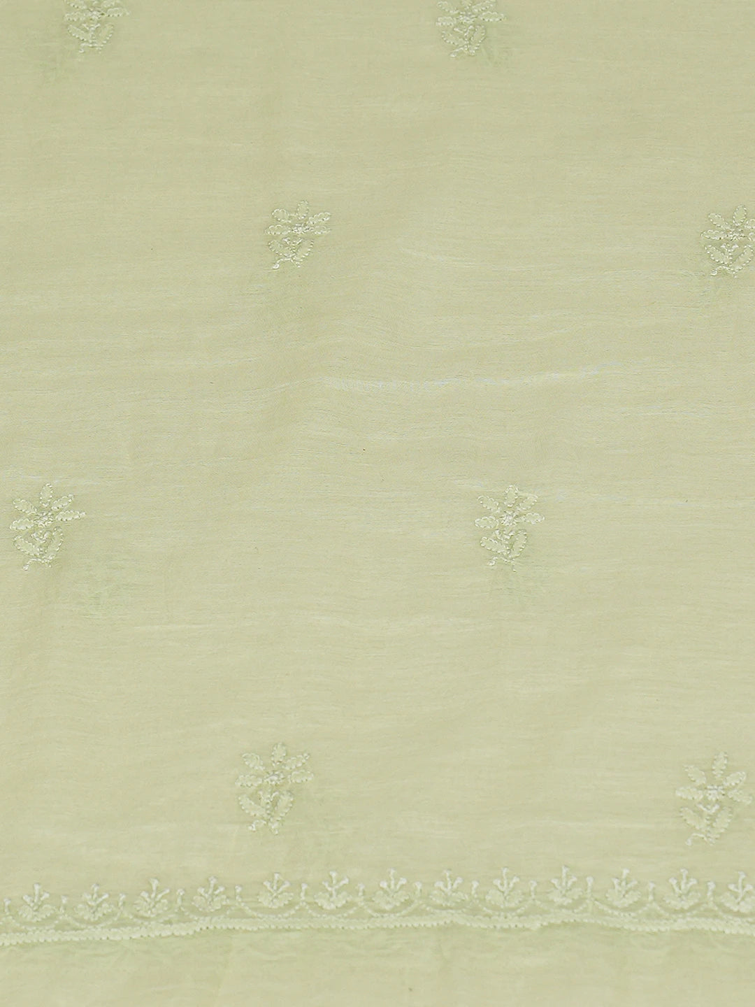Ada Hand Embroidered Pistachio Green Chanderi Lucknowi Chikankari Unstitched Kurta Dupatta Set 01A795606