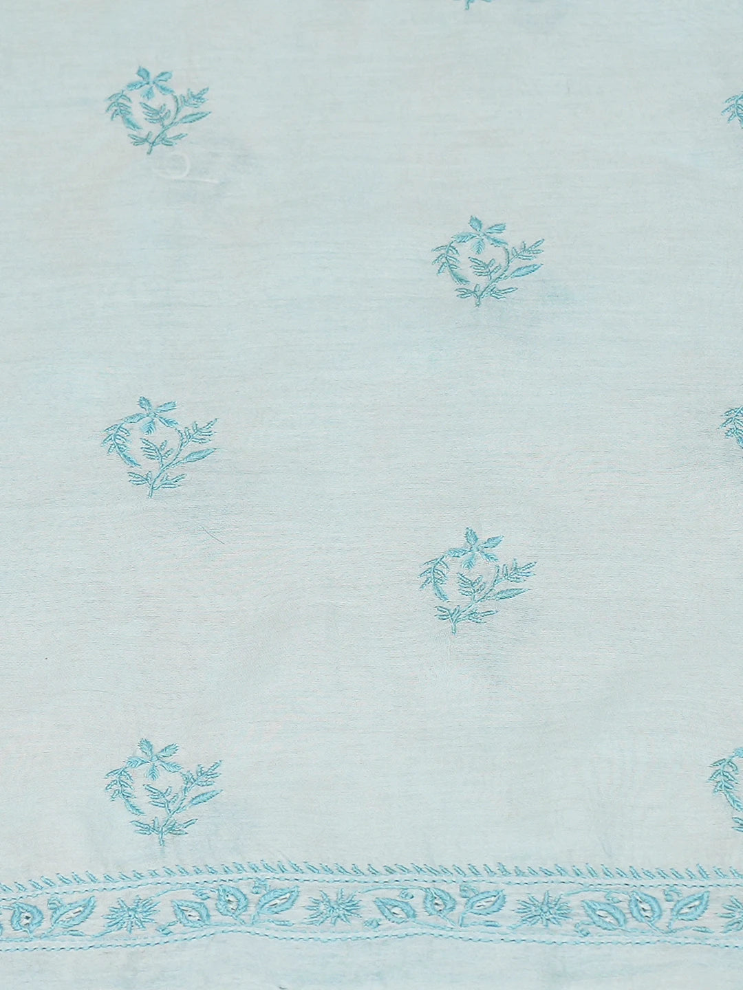 Ada Hand Embroidered Sky Blue Chanderi Lucknowi Chikankari Unstitched Kurta Dupatta Set 01A797386