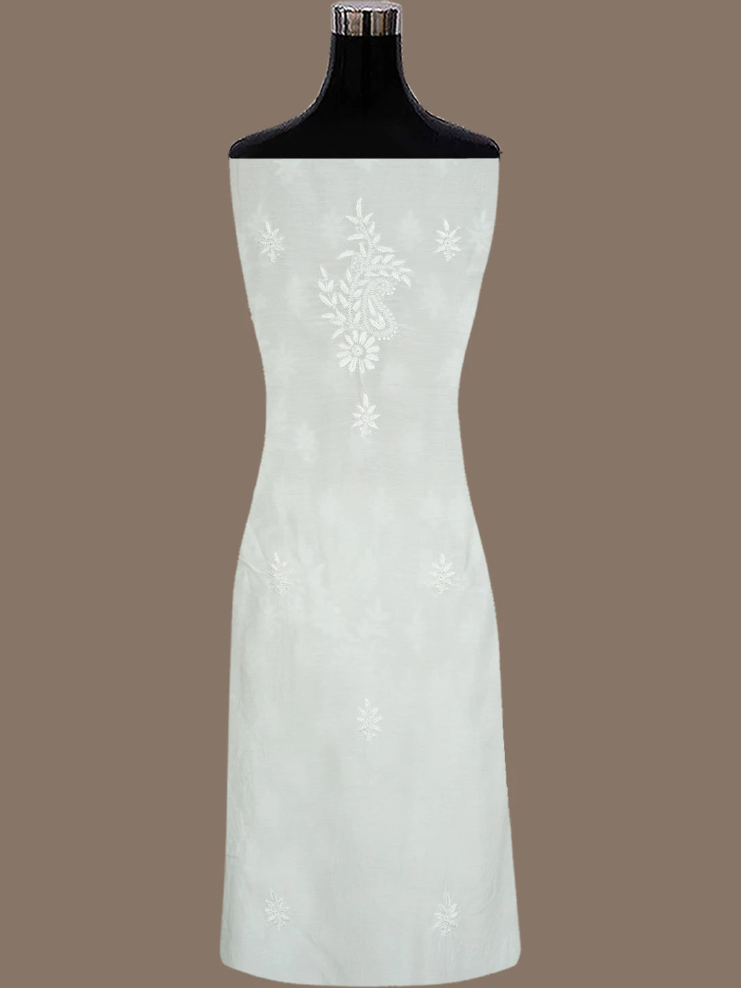 Ada Hand Embroidered White Muslin Lucknowi Chikankari Unstitched Kurta Piece 01A811313