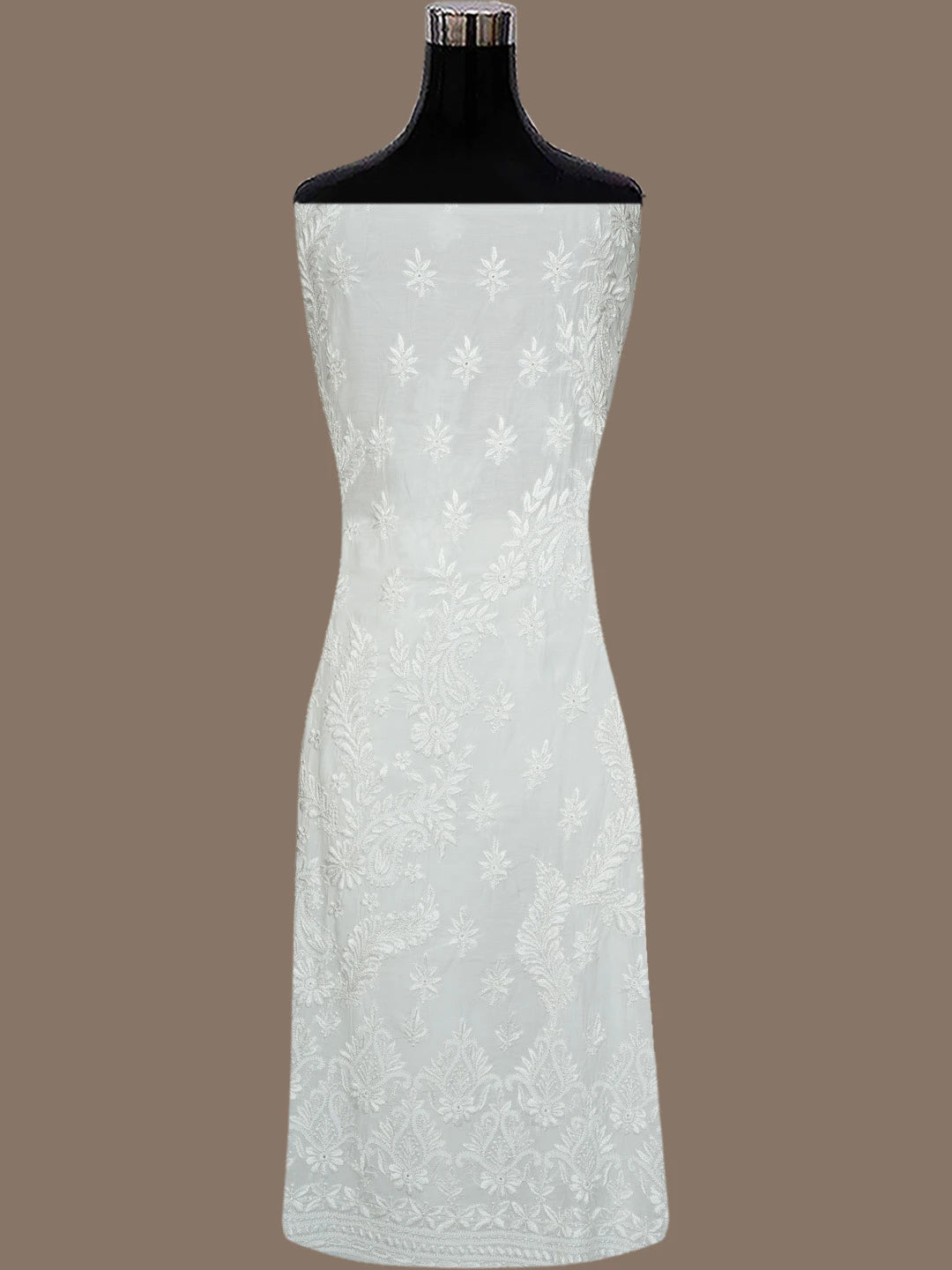 Ada Hand Embroidered White Muslin Lucknowi Chikankari Unstitched Kurta Piece 01A811313