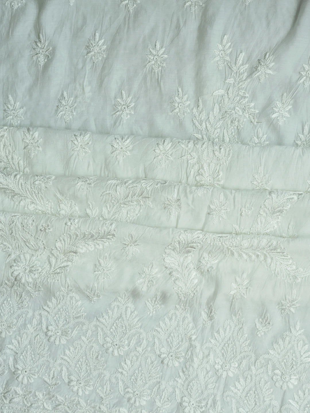 Ada Hand Embroidered White Muslin Lucknowi Chikankari Unstitched Kurta Piece 01A811313
