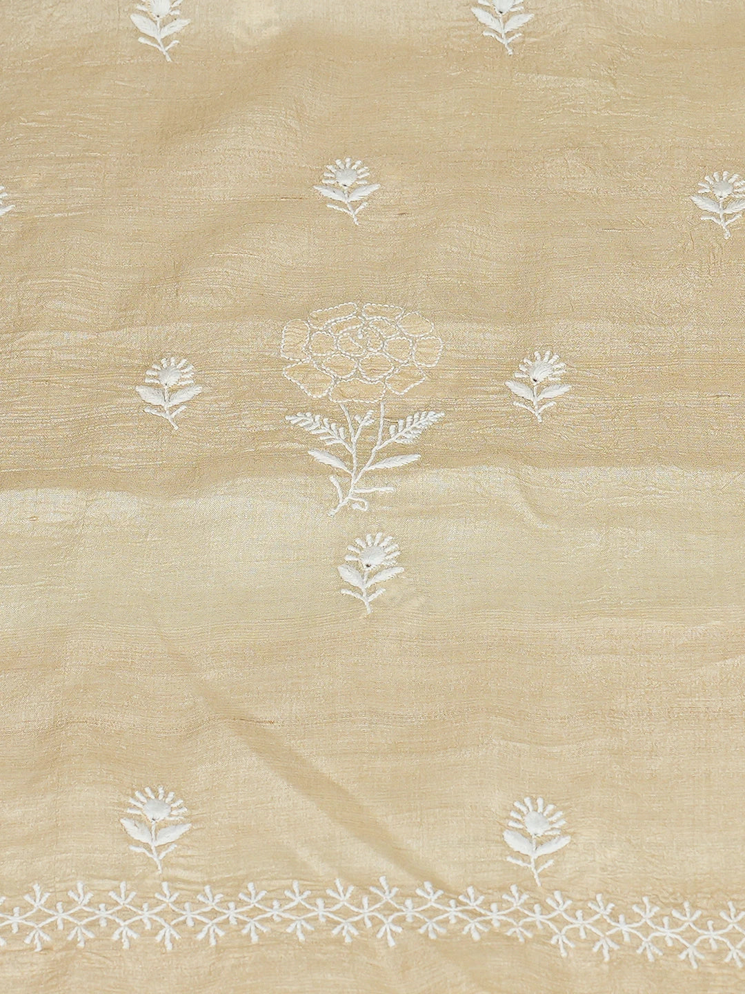 Ada Hand Embroidered Fawn Moonga Silk Lucknowi Chikankari Unstitched Kurta Piece 01A528331