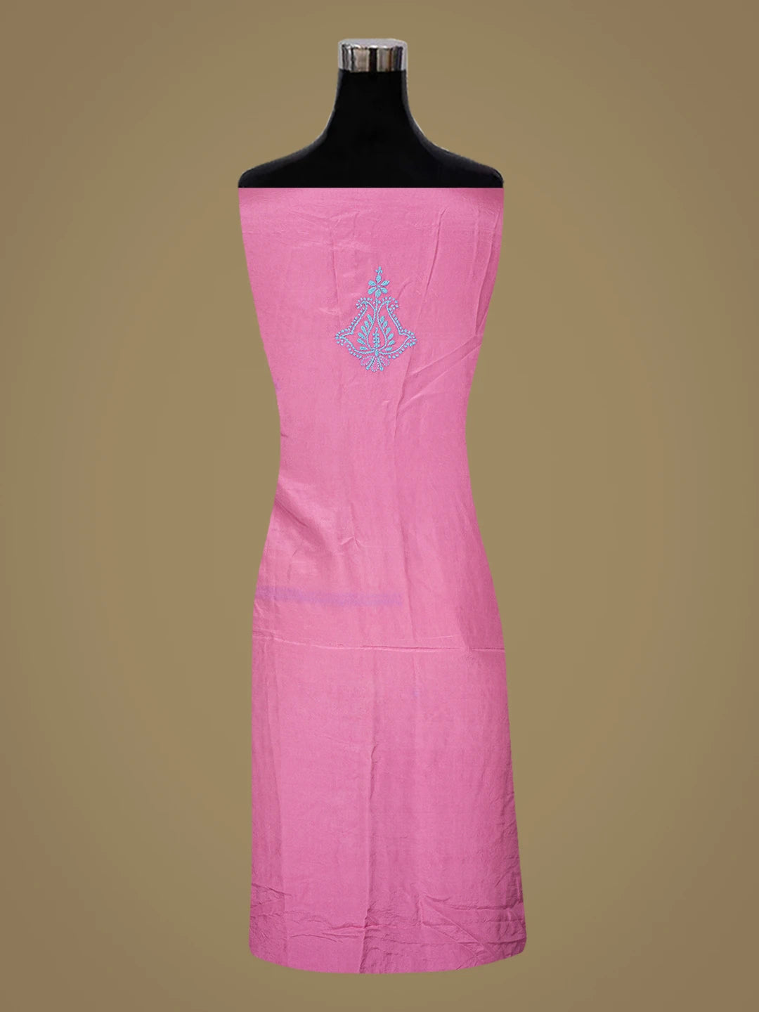 Ada Hand Embroidered Pink Silk Lucknowi Chikankari Unstitched Kurta Piece A137793