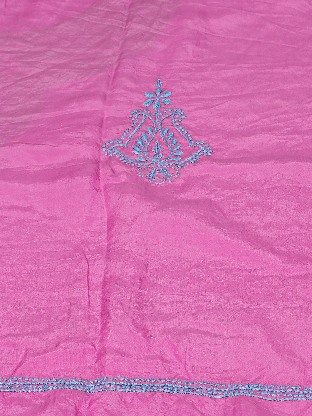 Ada Hand Embroidered Pink Silk Lucknowi Chikankari Unstitched Kurta Piece A137793