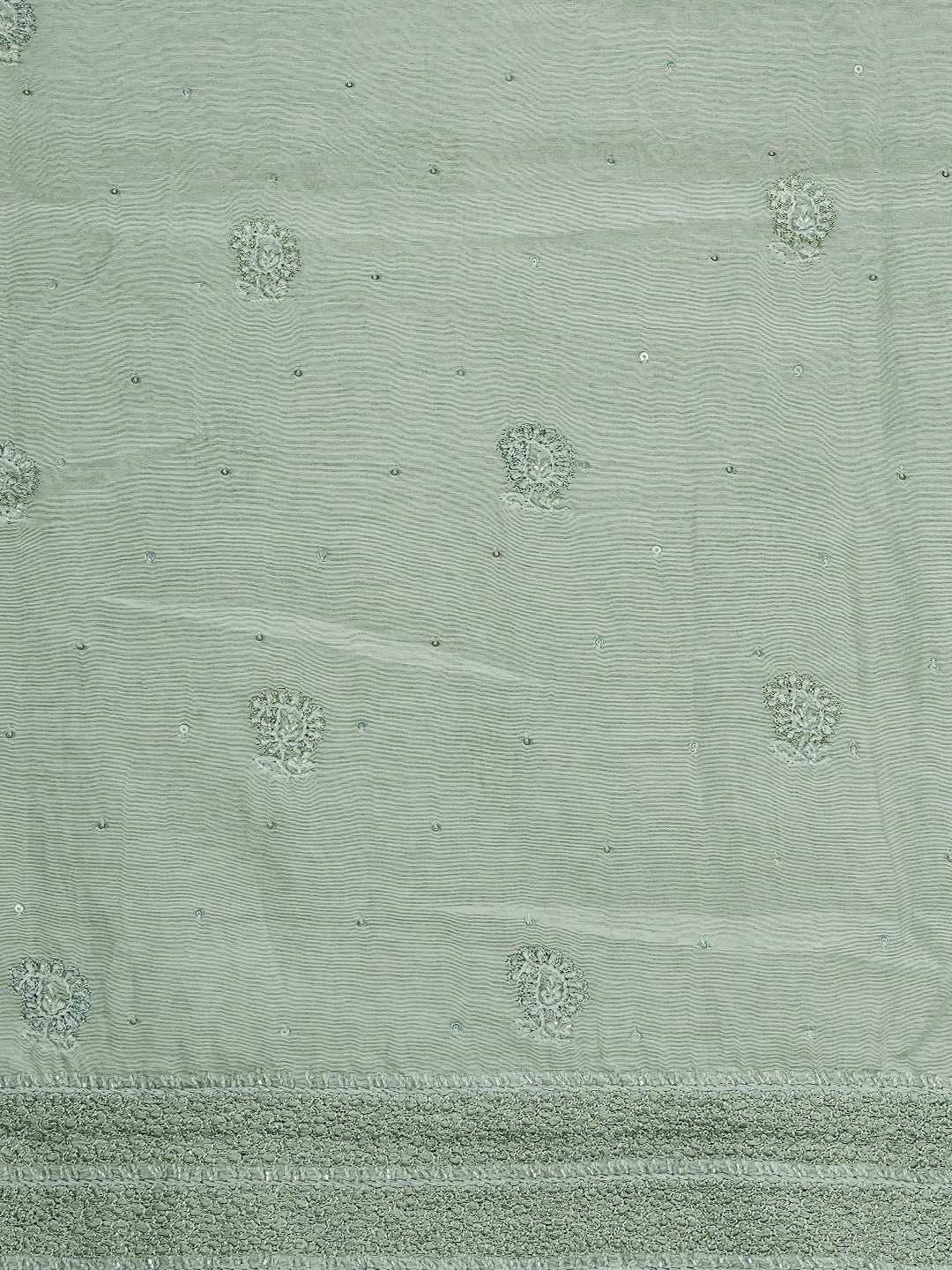 Ada Hand Embroidered Coin Grey Chanderi Lucknowi Chikankari Semi-stitched Kurta Dupatta Set With Cutdana Work 01A720019